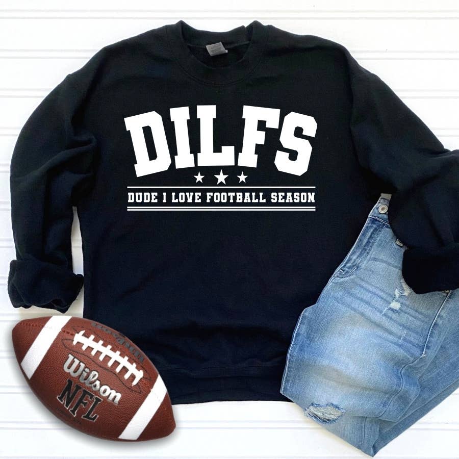 Dilfs Funny Football Black Sweatshirt, Game Day Sweatshirt