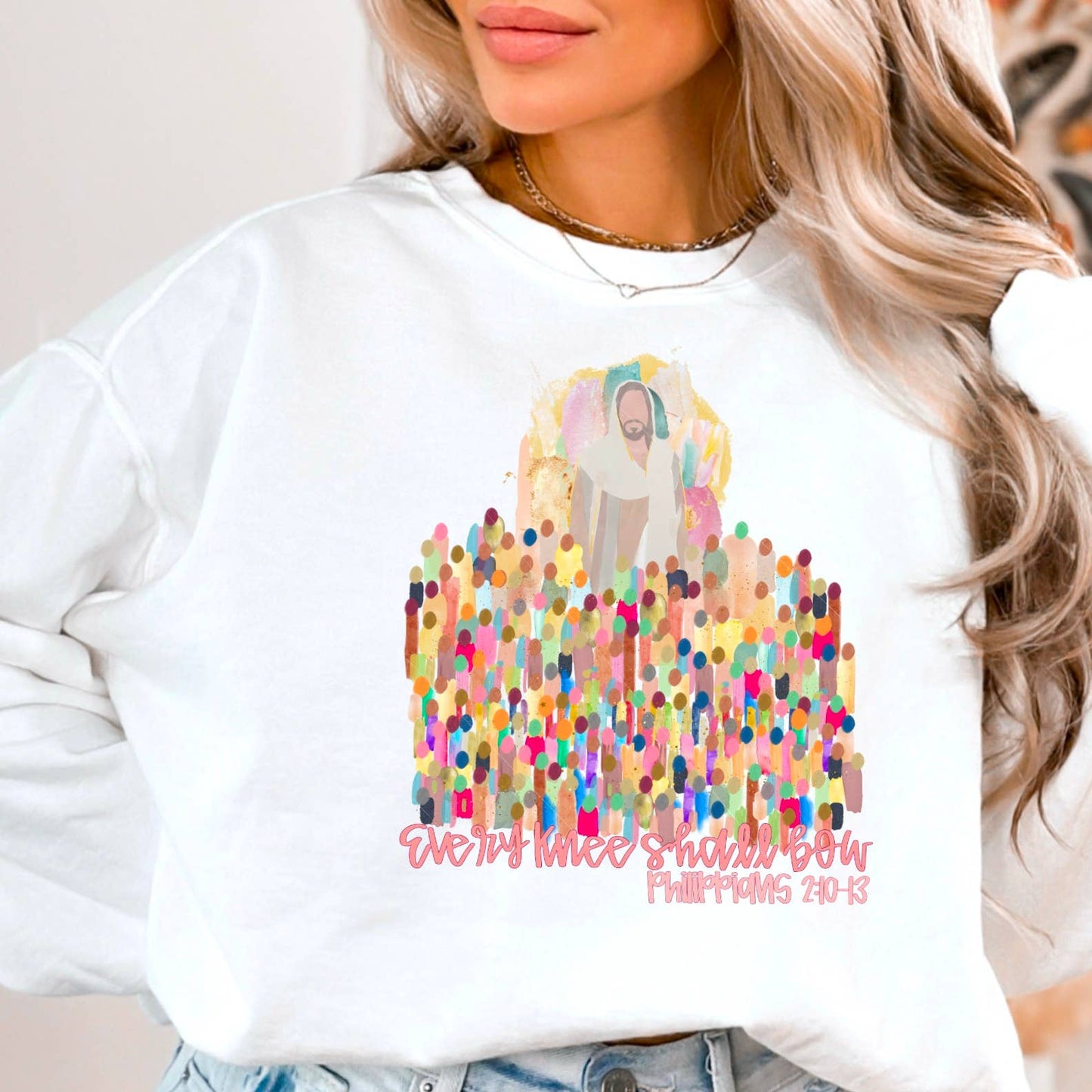 Every Knee Shall Bow Graphic Sweatshirt | Christian Apparel
