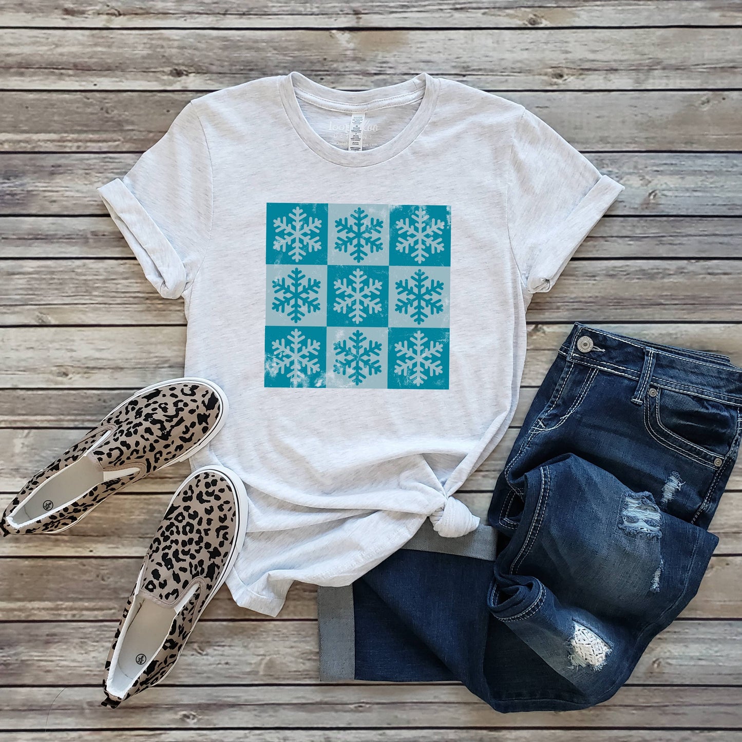 Checkered Snowflakes Tee | Christmas | Sizes XS-2XL