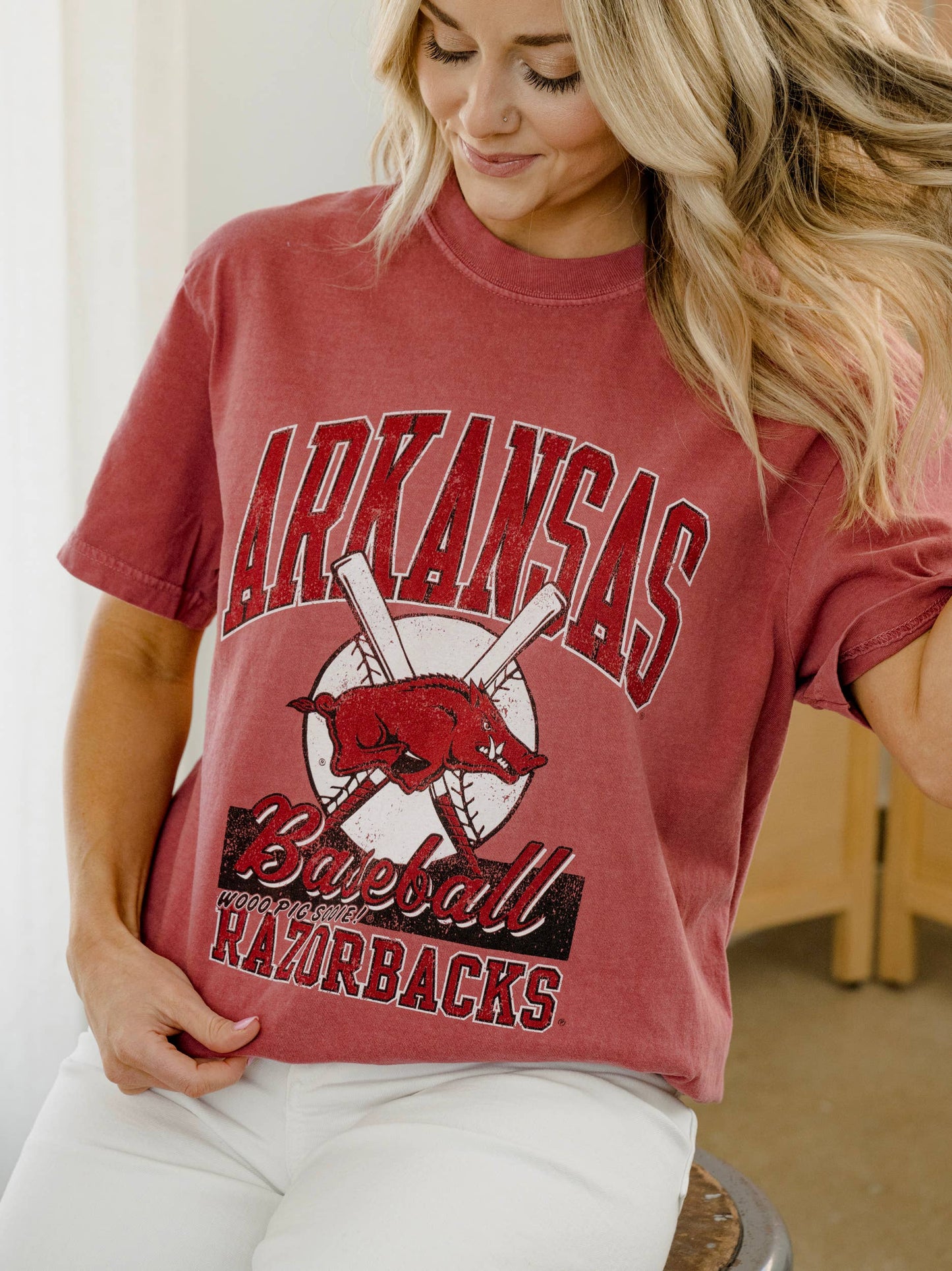 Arkansas Razorbacks Baseball Cardinal Comfort Colors Tee