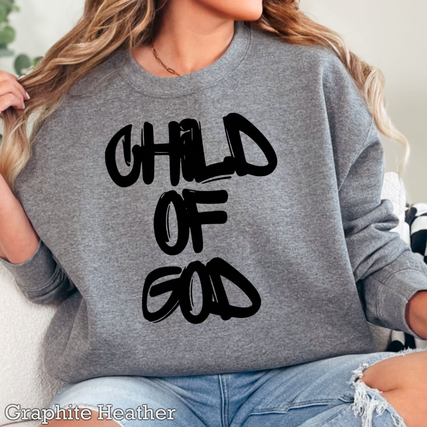 Child of God Christian Graphic Sweatshirt Crewneck|Gildan