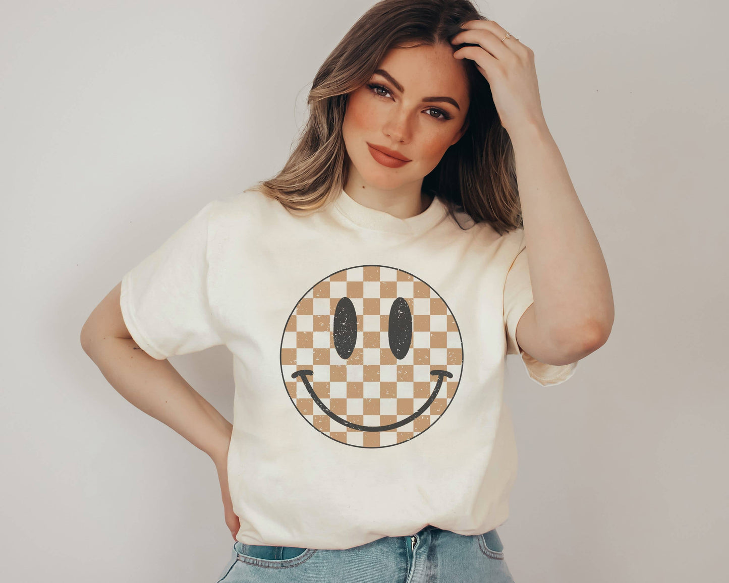 Checker Happy Face Tee | Retro Shirt