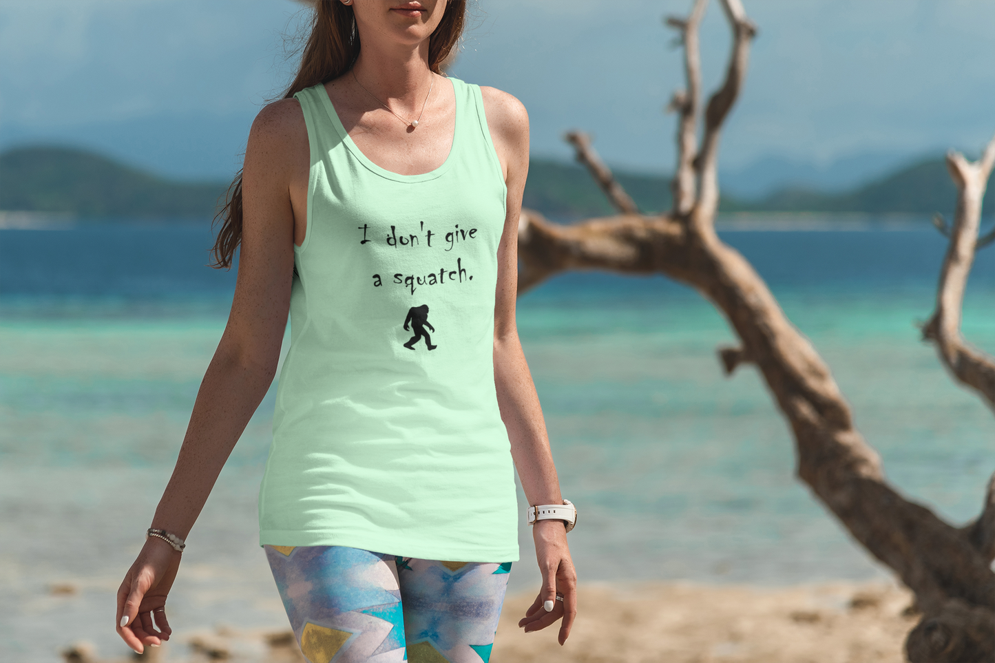 Bigfoot I Don't Give A Squatch Ladies Tank Top