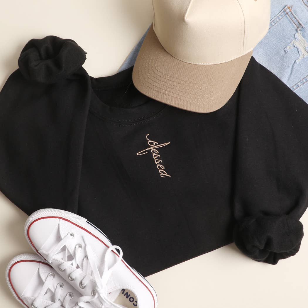 Blessed Vertical Embroidered Heavyweight Sweatshirt