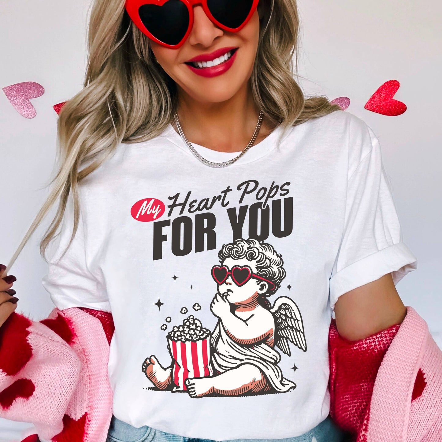 My Heart Pops For You Valentines Graphic Shirt | Gildan