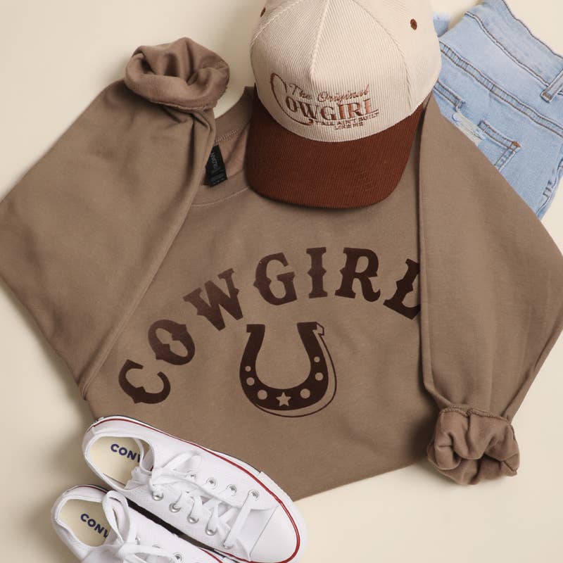 Cowgirl Horseshoe Crewneck Heavyweight Sweatshirt