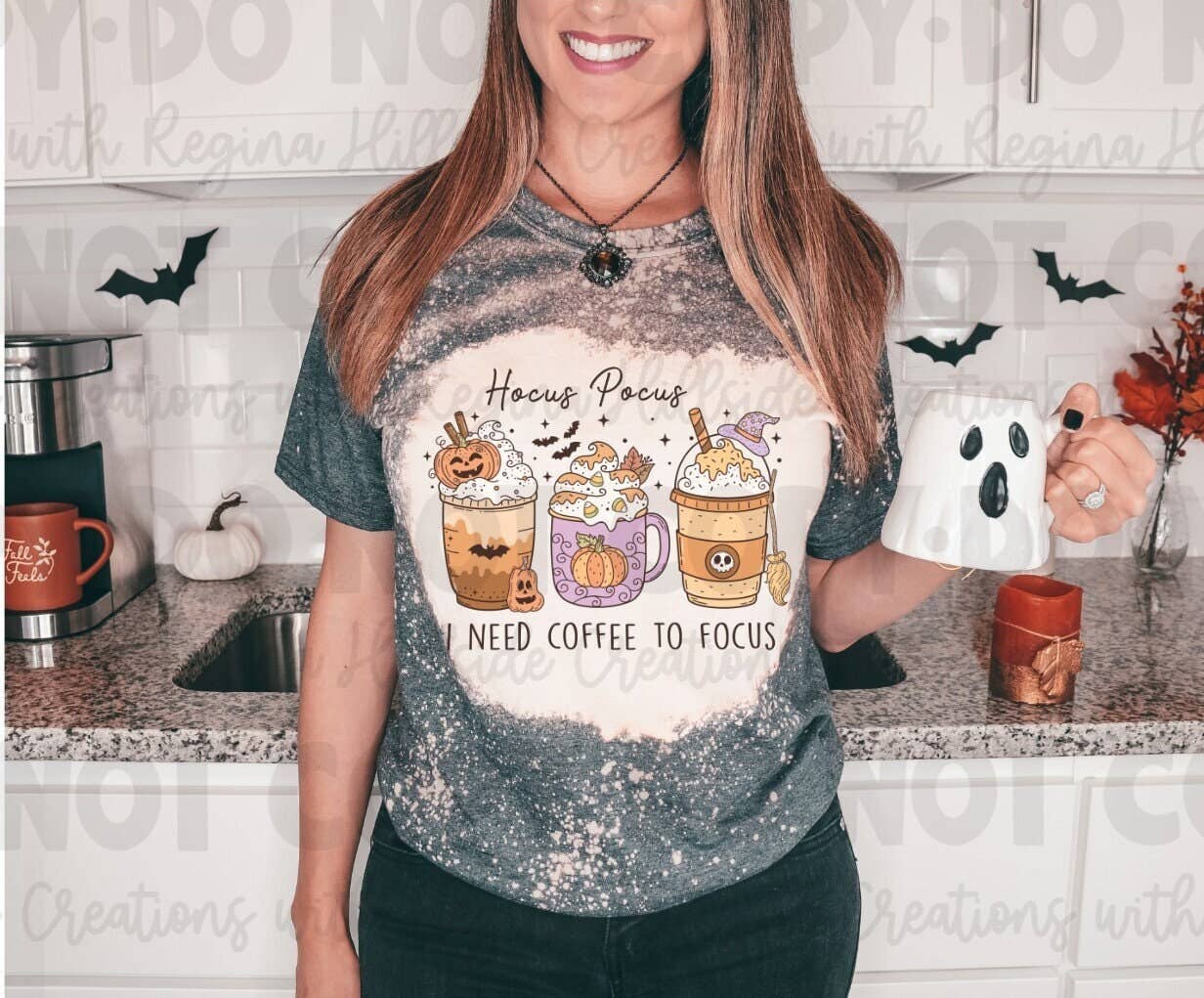 Bleached Tee Hocus Pocus - Coffee To Focus, Retro Halloween