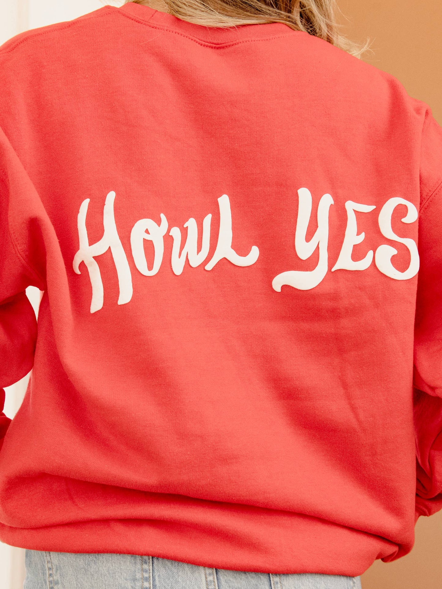 Asu Red Wolves Howl Yes Lyric Puff Ink Red Sweatshirt