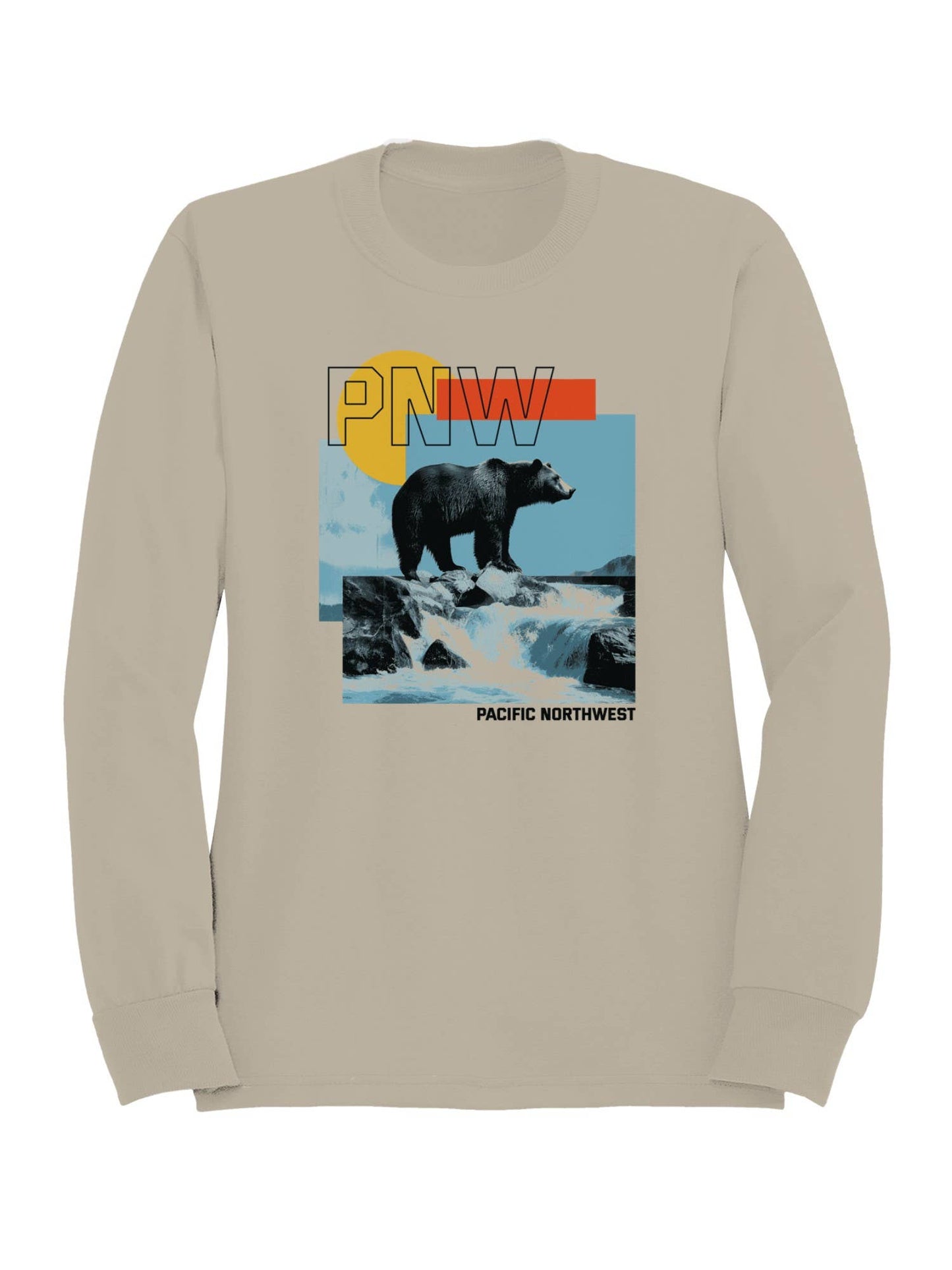 Pnw Bear with Scenic Cascade Men's Sweatshirt