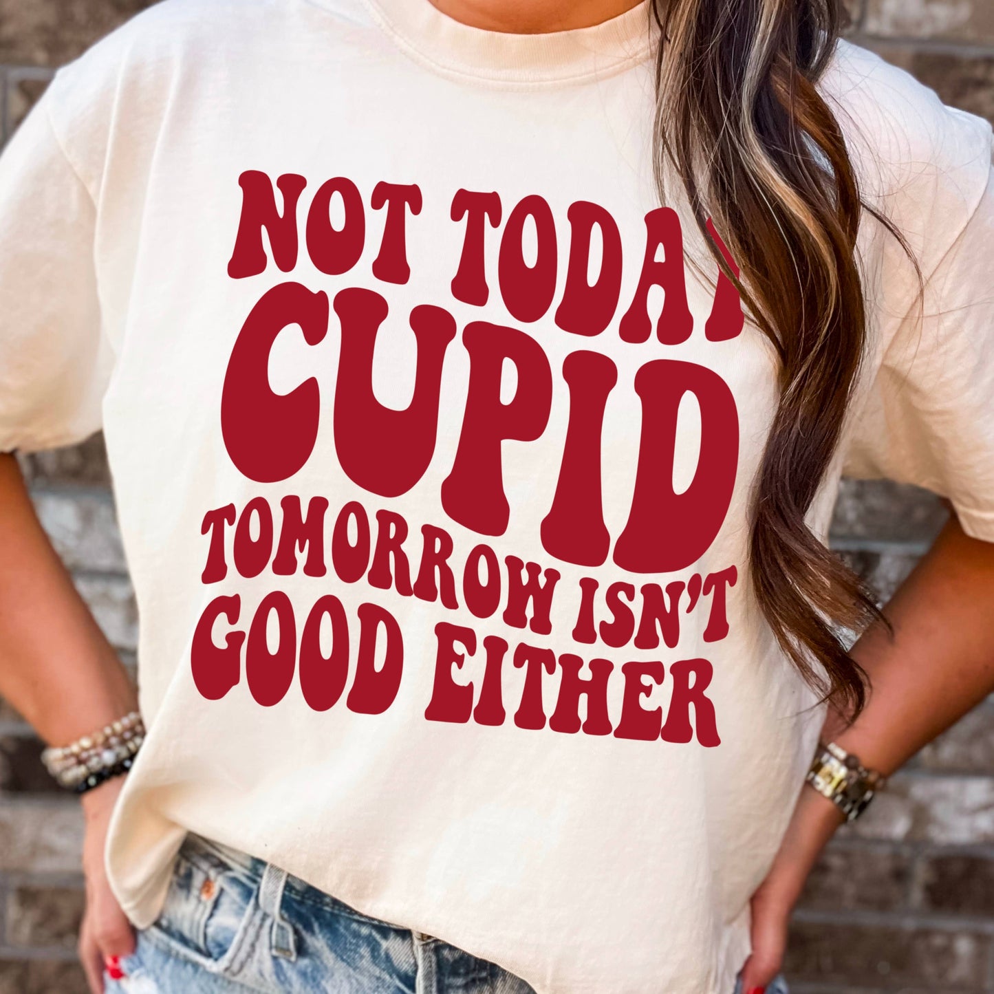 Not Today Cupid Valentines Day Graphic Tee | Comfort Colors