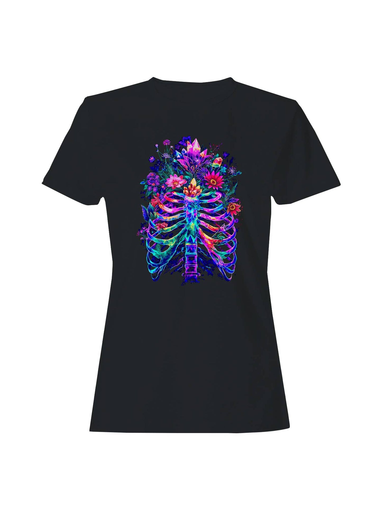 Vivid Floral Ribcage Art Women's T-Shirt