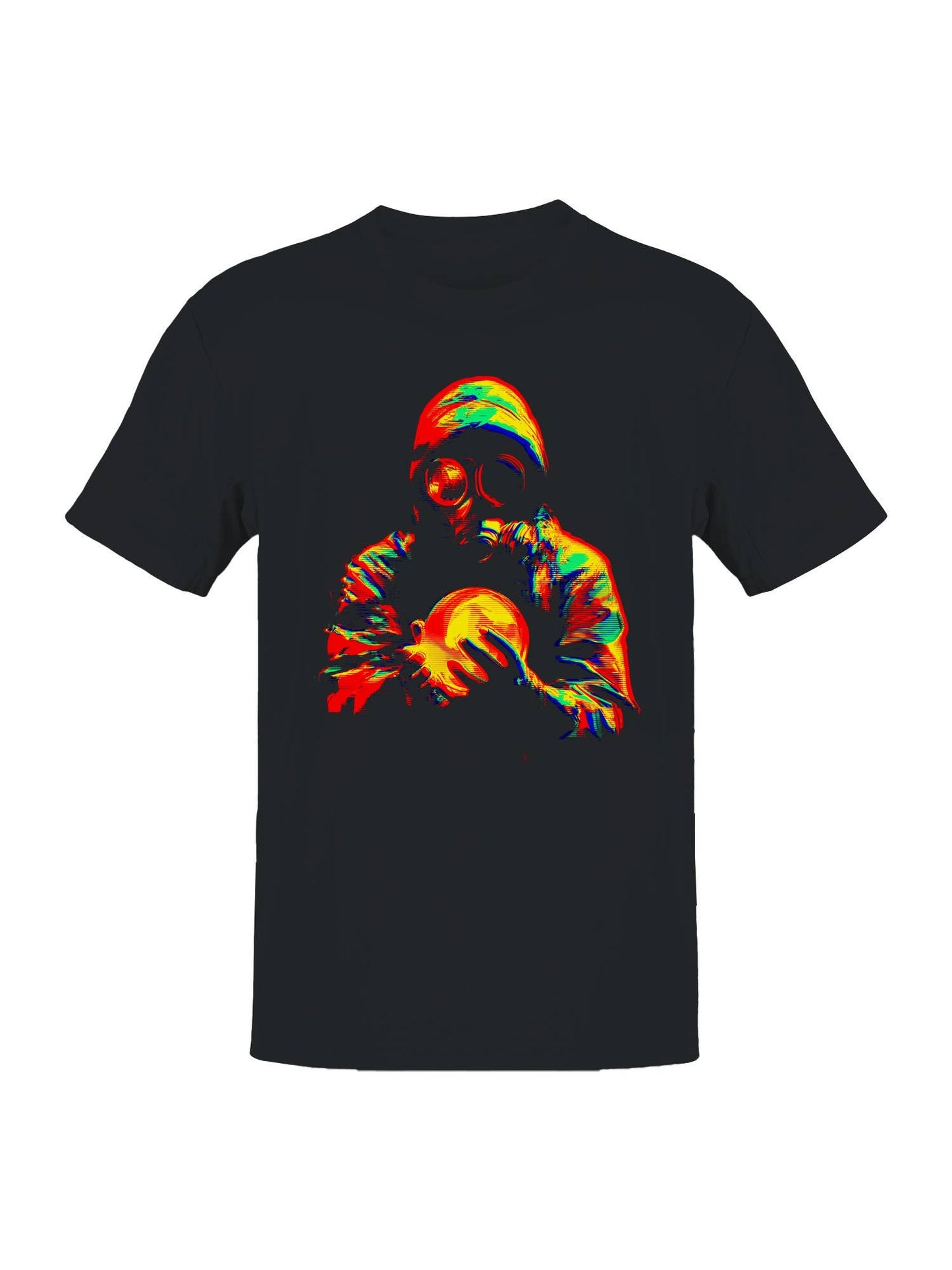 Surreal Glitch Art: Gas Mask Glow Men's T-Shirt