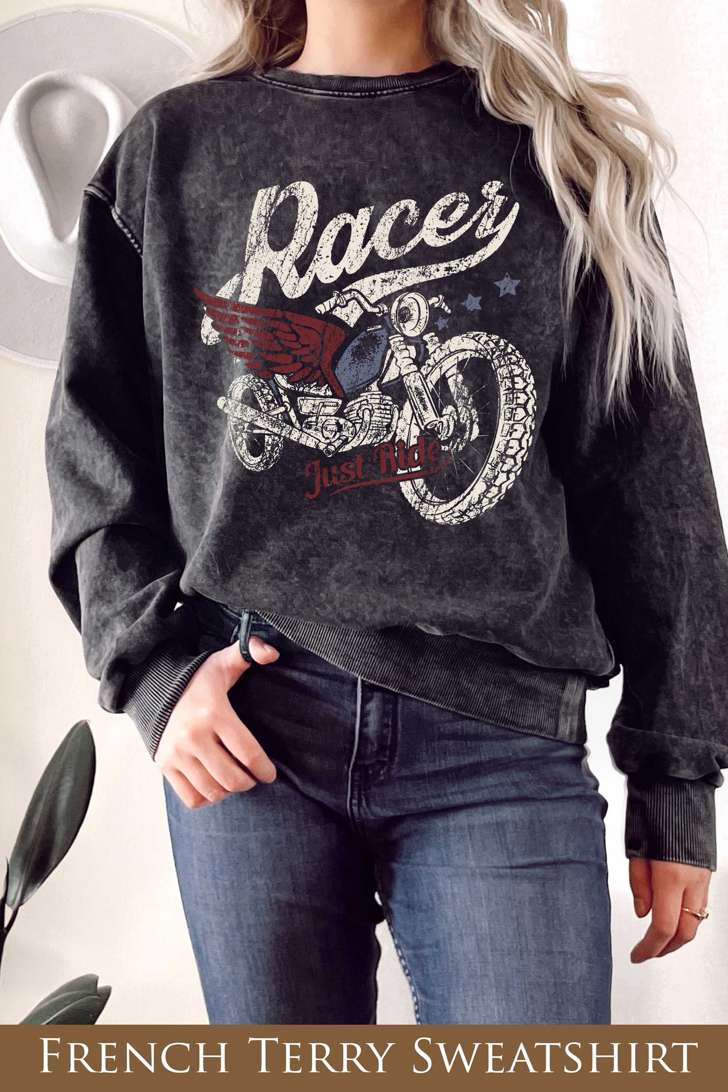 Racer Jsut Ride Mineral Graphix Terry Sweatshirt