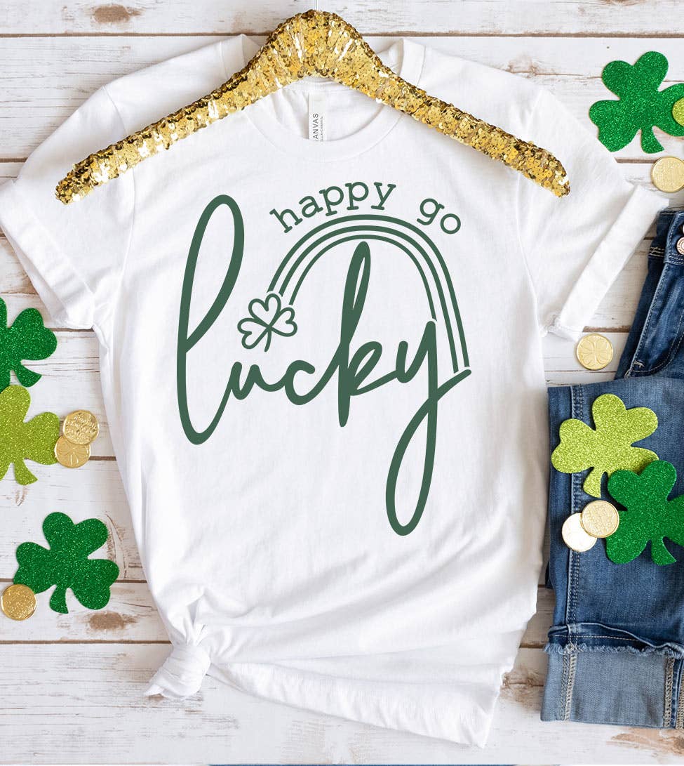 Happy Go Lucky - St. Patrick's Day Shamrock Cute T-Shirt