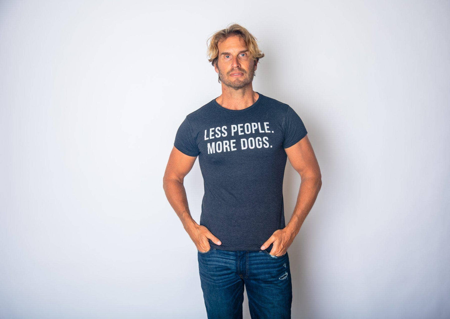 Less People More Dogs Mens T Shirt Dog Graphic Tee Western T