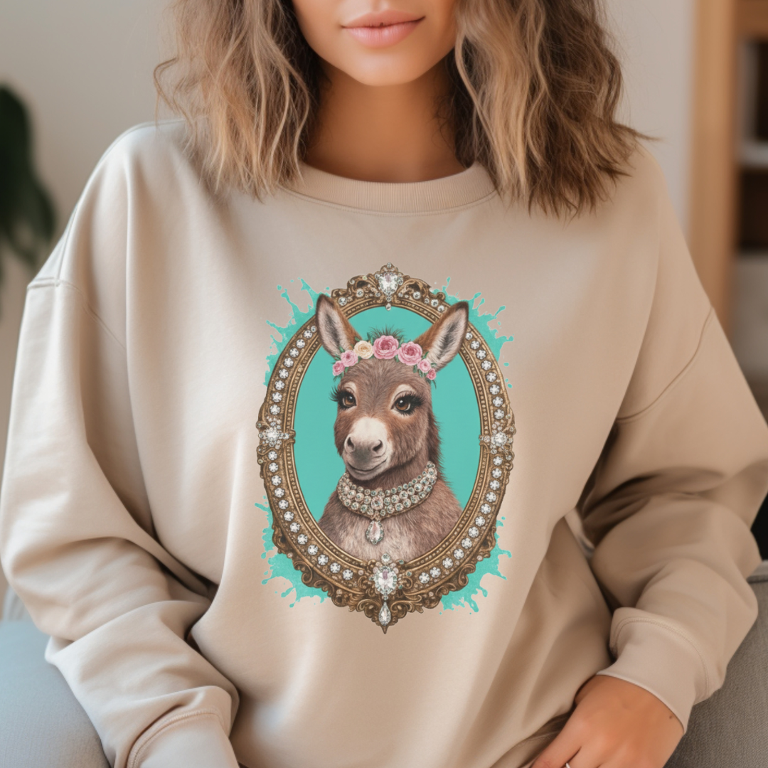 Vintage Donkey Graphic Sweatshirt Antique Frame Style