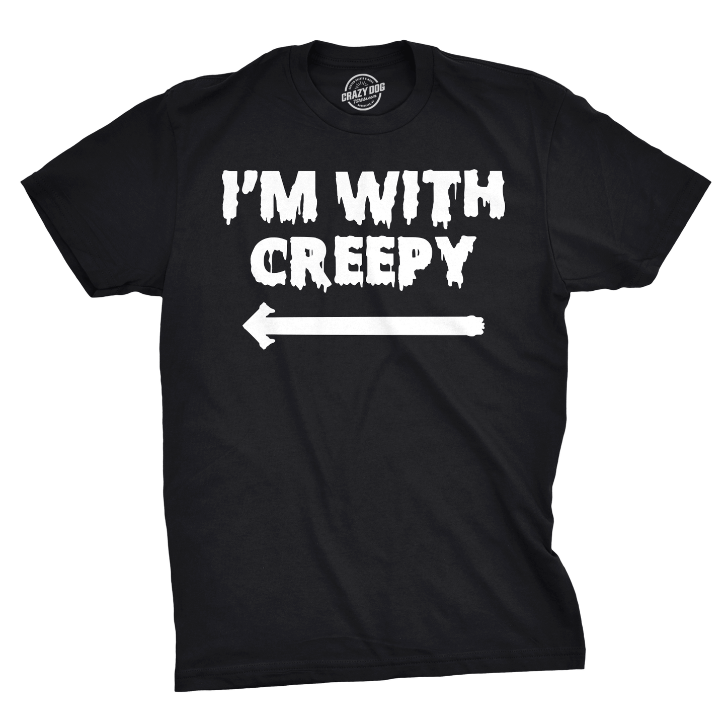 I'm with Creepy Men's Tshirt Halloween Graphic Tee Western T