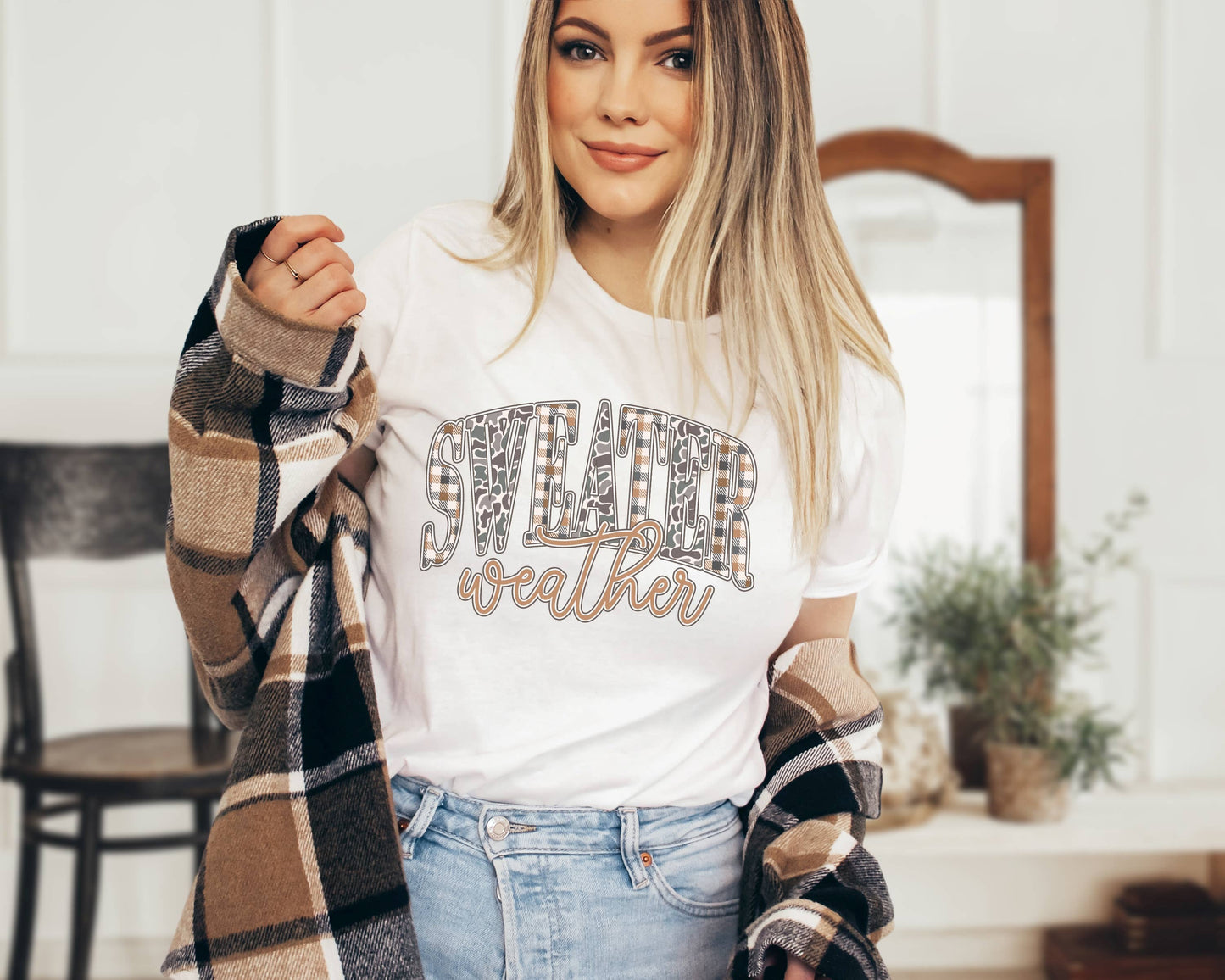 Camo Sweater Weather Fall Holiday Graphic Tees