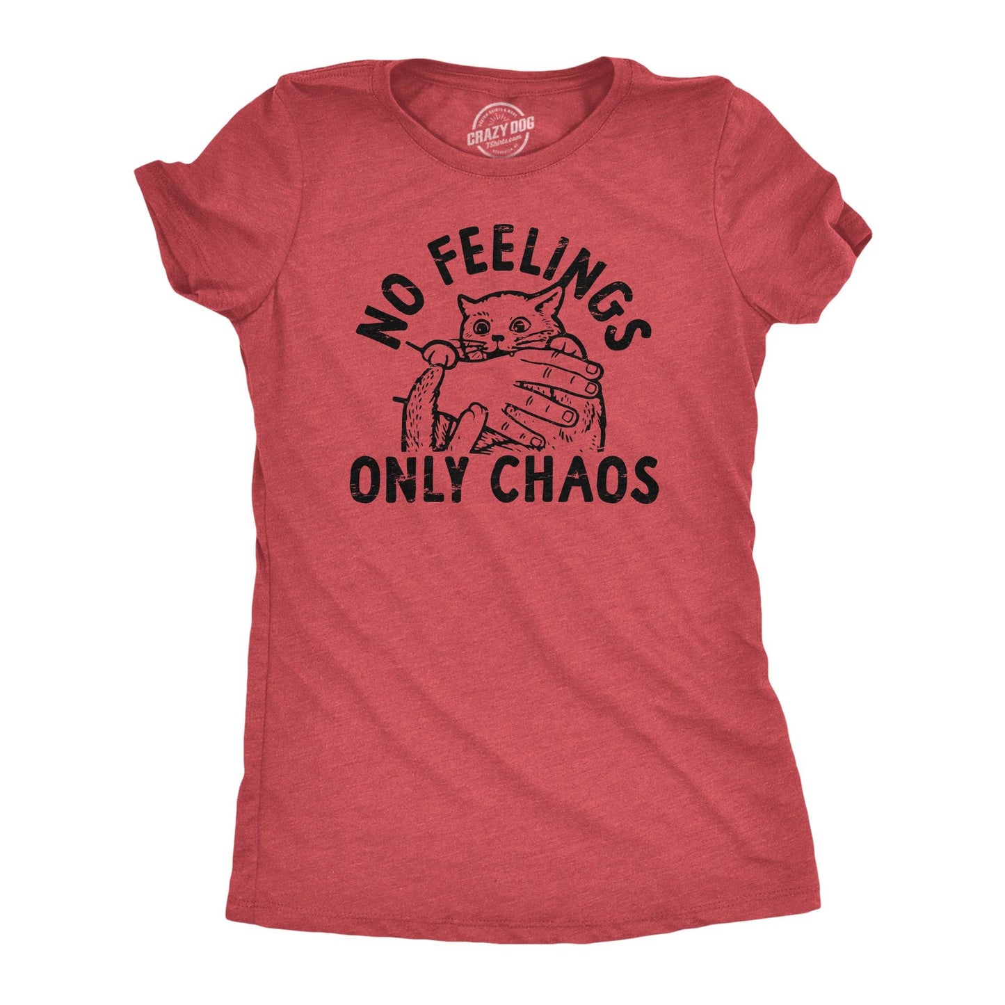 No Feelings Only Chaos Women's Tshirt Cat Graphic Tee