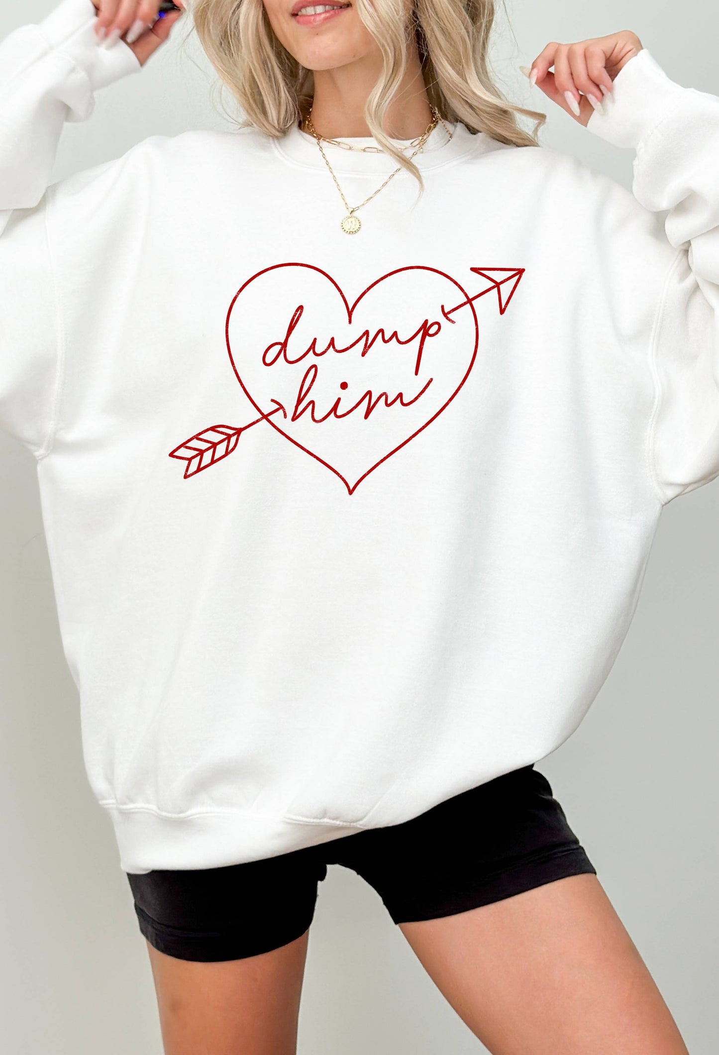 Dump Him Distressed Graphic Sweater