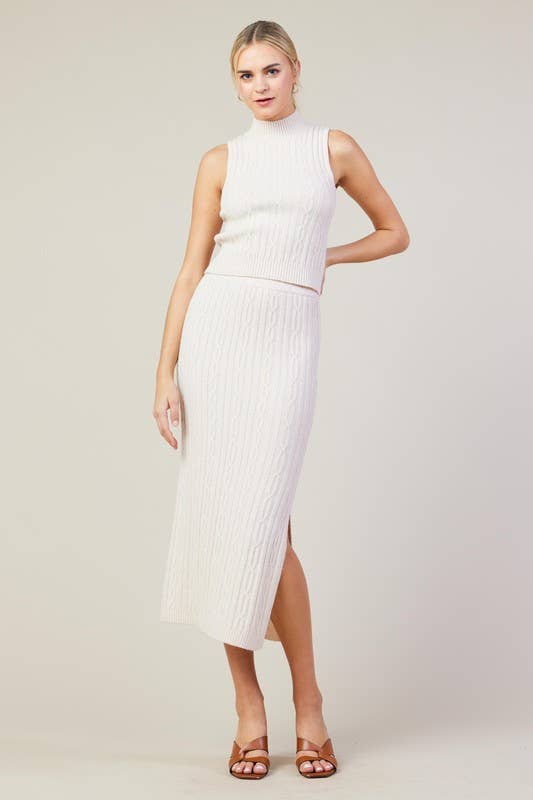 Cable Sweater Midi Skirt