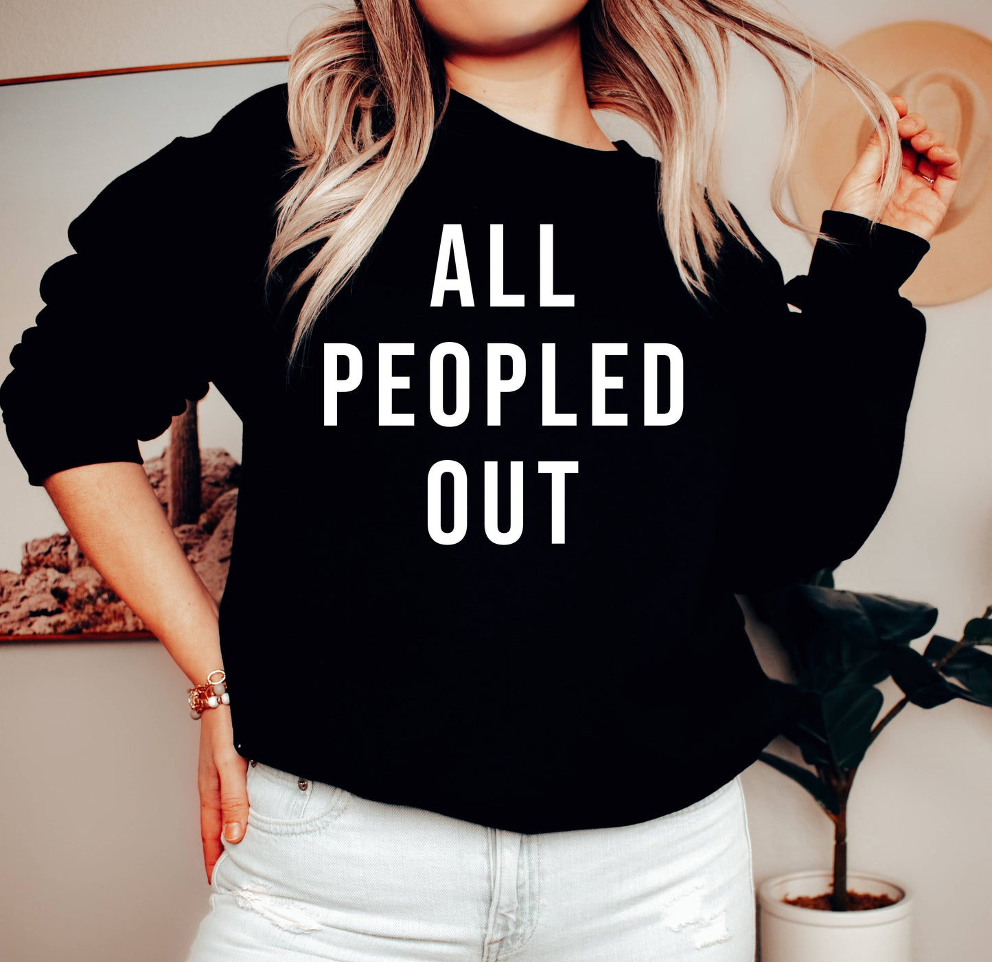 All Peopled Out, Funny Antisocial Black Sweatshirt