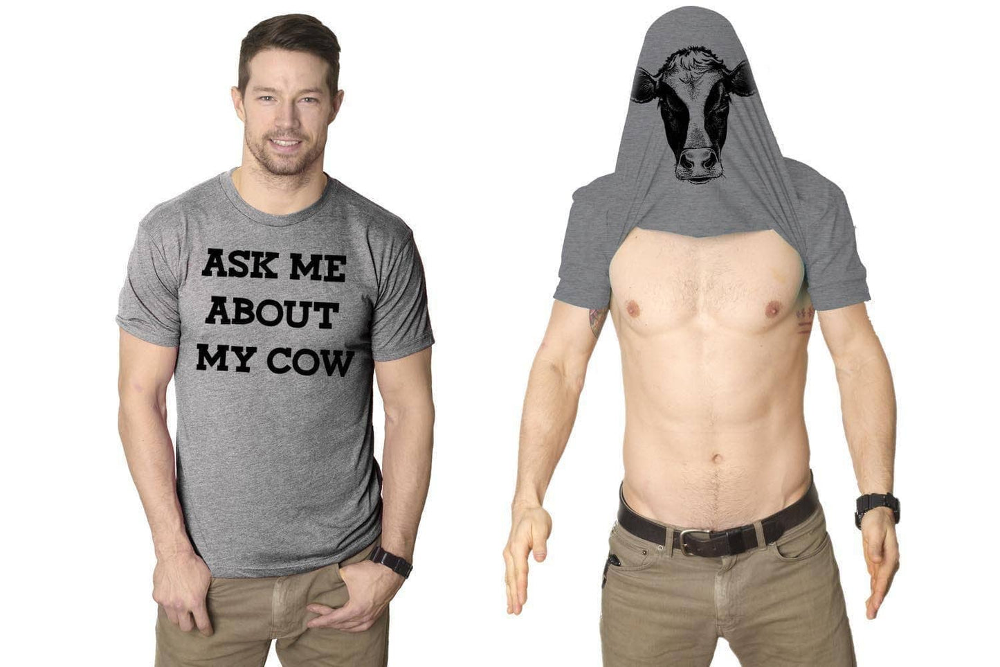 Ask Me About My Cow Flip Men's Tshirt Animal Graphic Tee