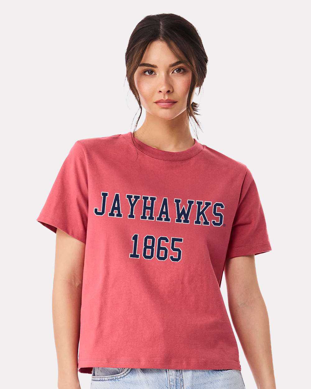 Ku Jayhawks College Block Puff Rd Ellie Perfect Tee