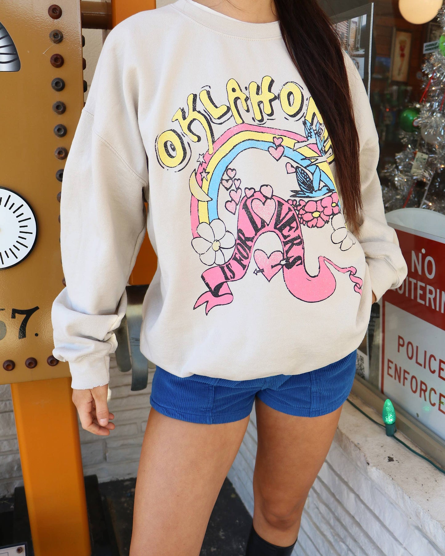 Ok Is For Lovers Sand Thrifted Graphic Sweatshirt