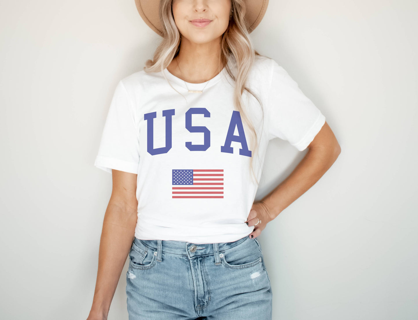 USA with American Flag 4th of July Patriotic Graphic Tee