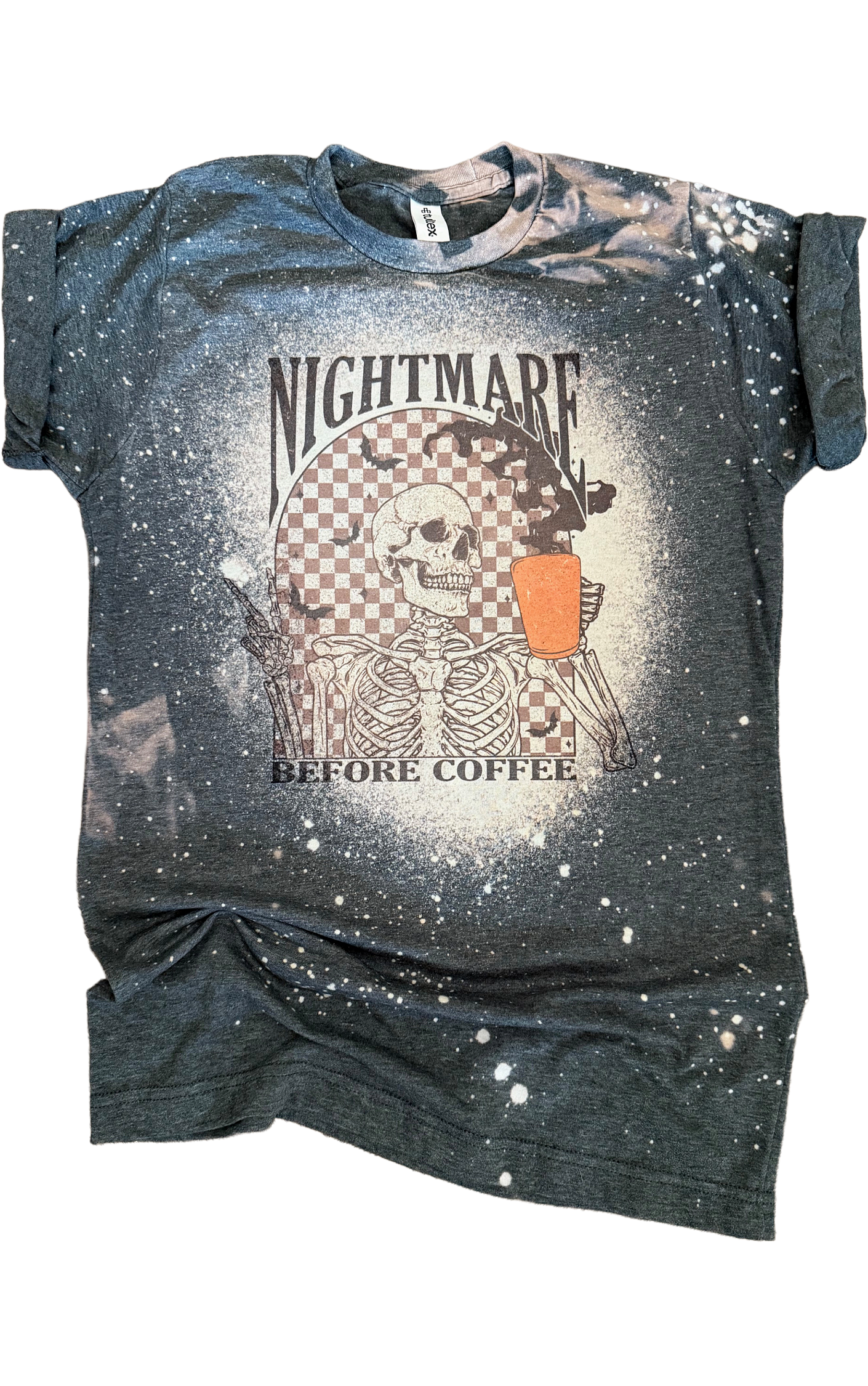 Nightmare Before Coffee Halloween Bleached Tee