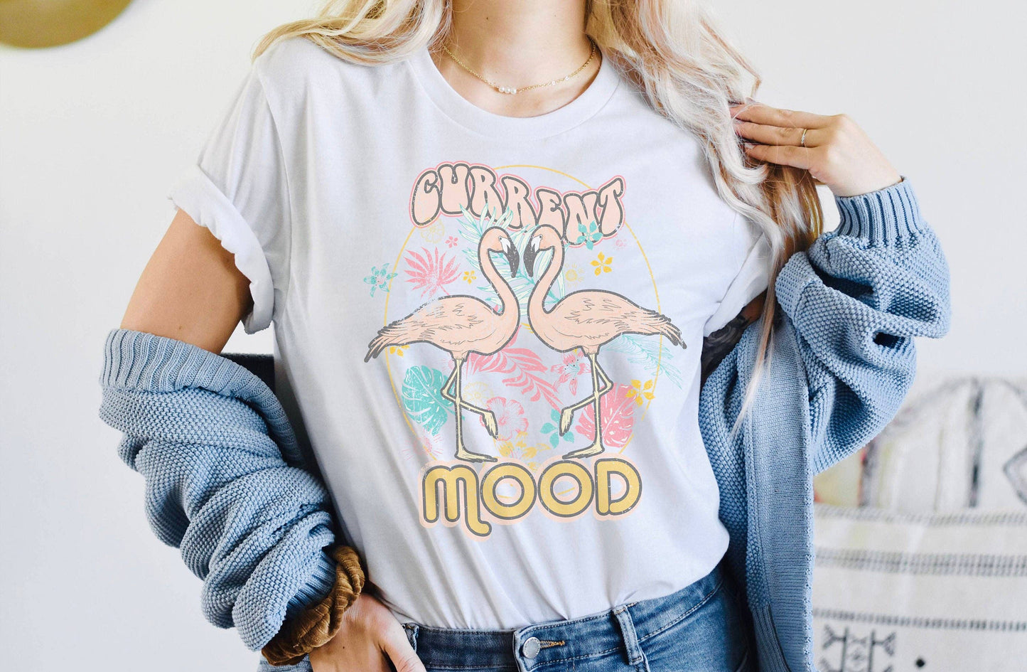 Current Mood Flamingo | Beachy Vibes Tee L Mom