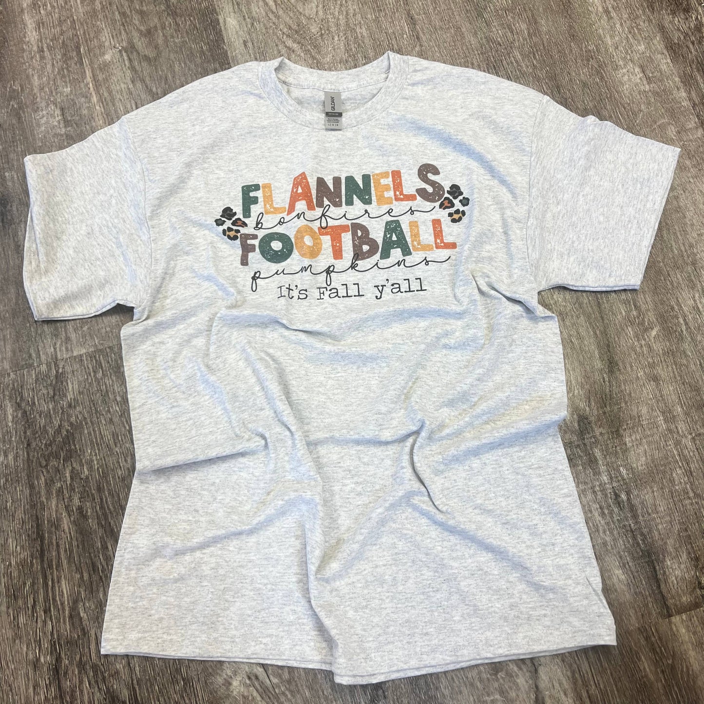 Flannels and Football On Ash Gray Tee