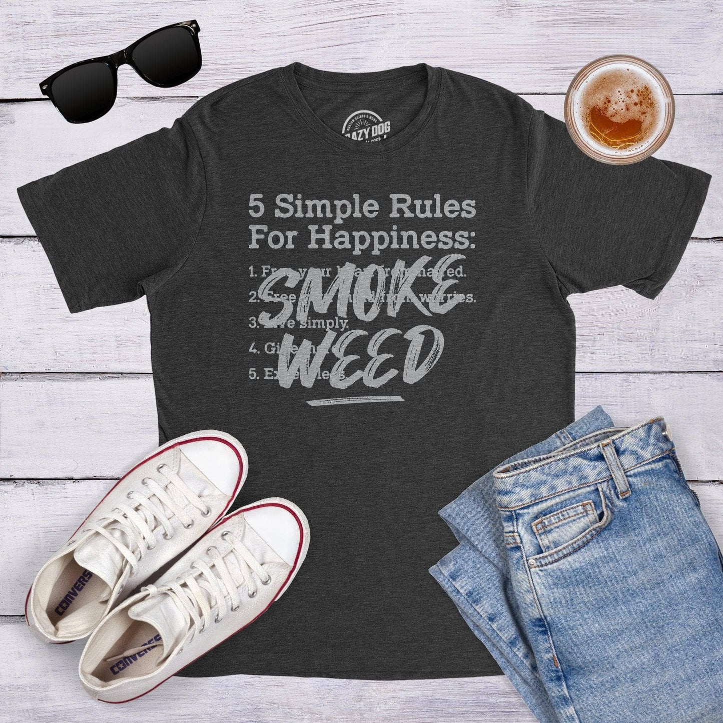 5 Simple Rules For Happiness: Smoke Weed Men's Tshirt