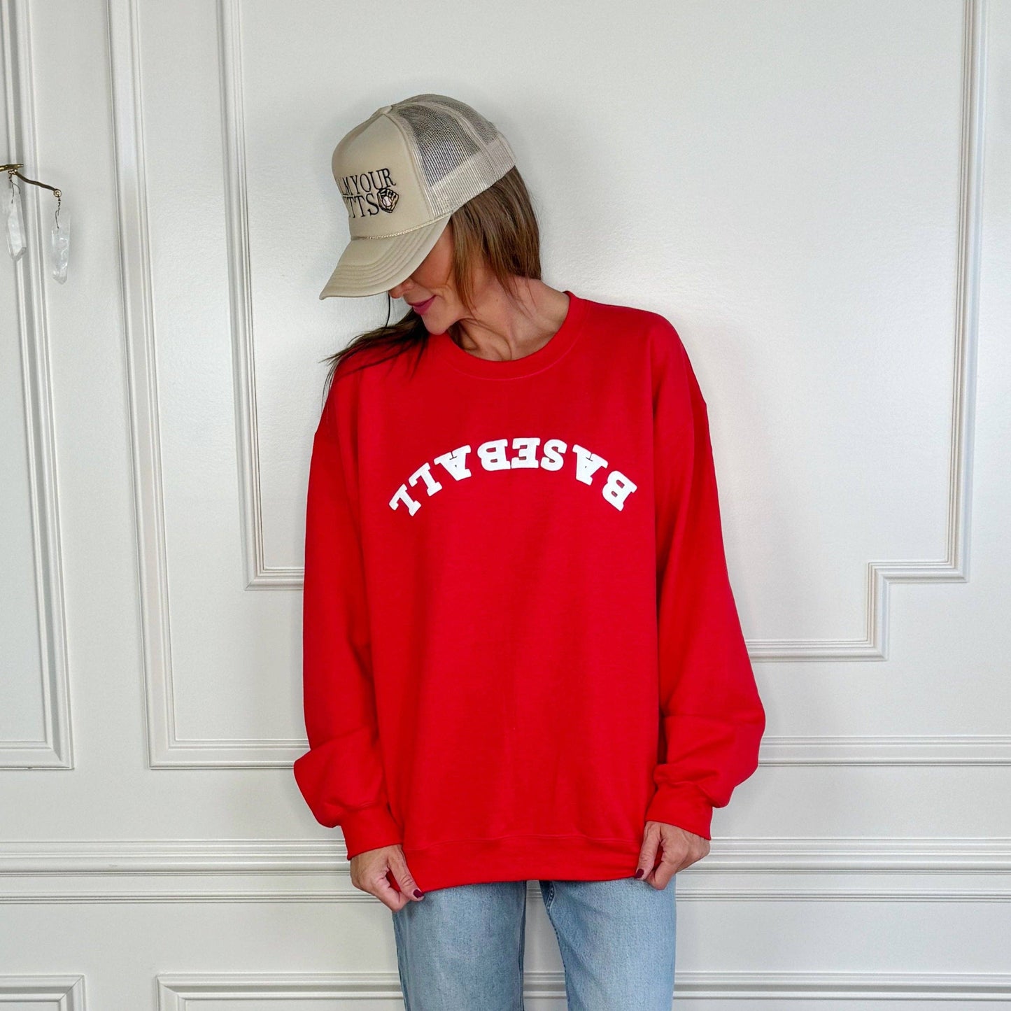Upside-Down Baseball Puff Sweatshirt