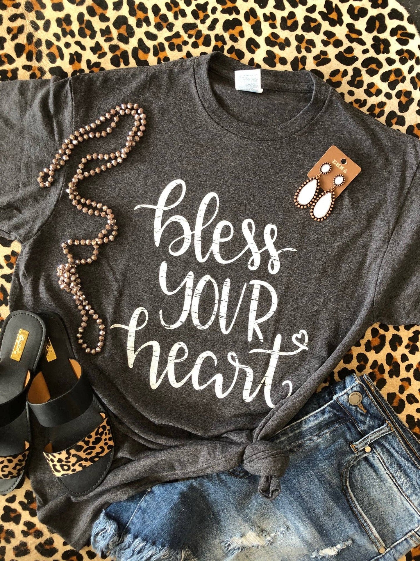 Bless Your Heart Women's Charcoal Gray T-Shirt