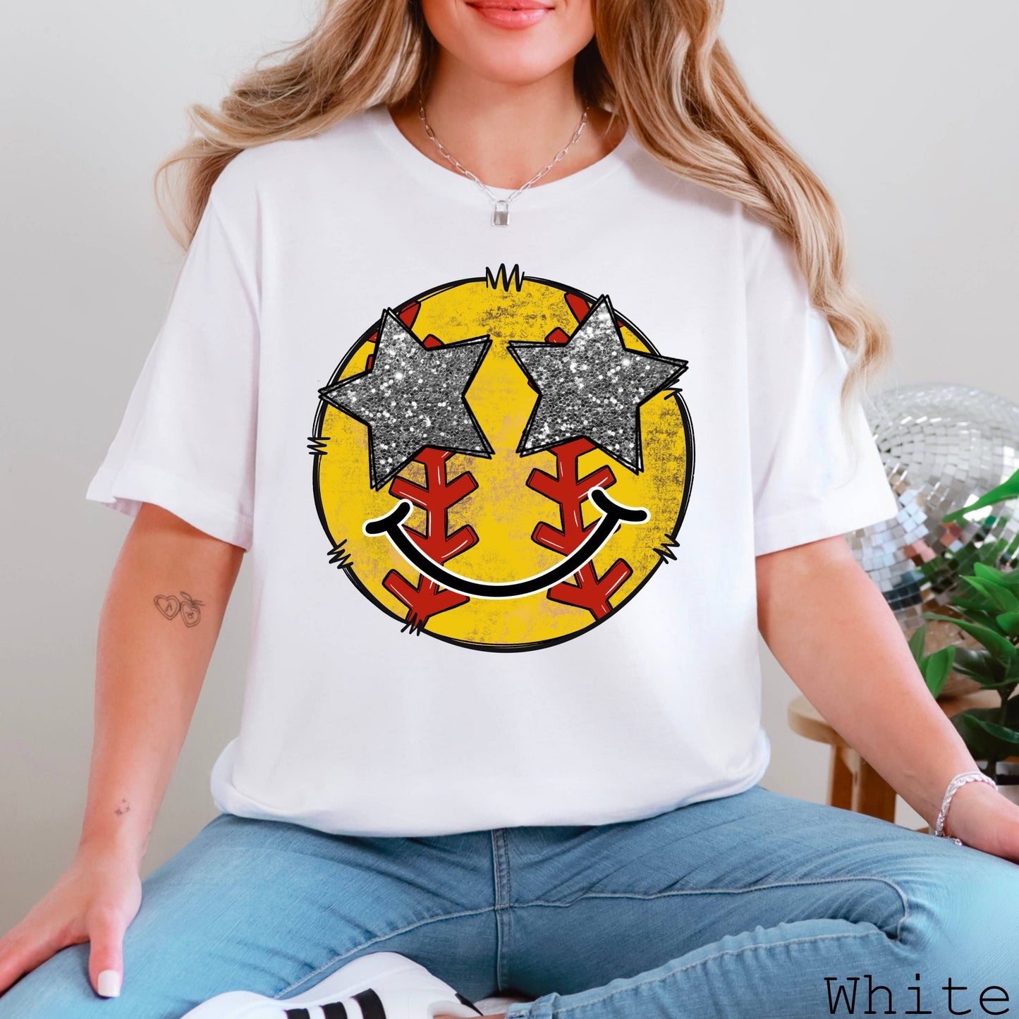 Softball Faux Glitter Graphic Tee | Bella Canvas