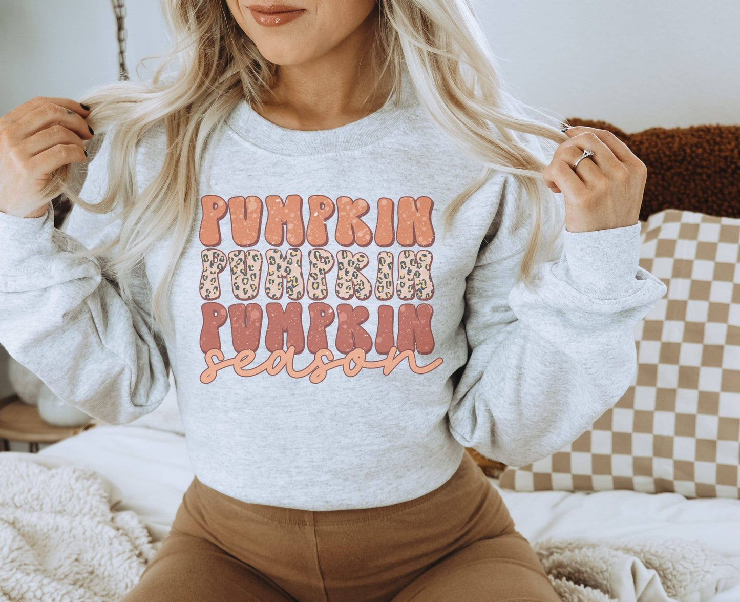 Retro Pumpkin Season Crew Neck Sweatshirt