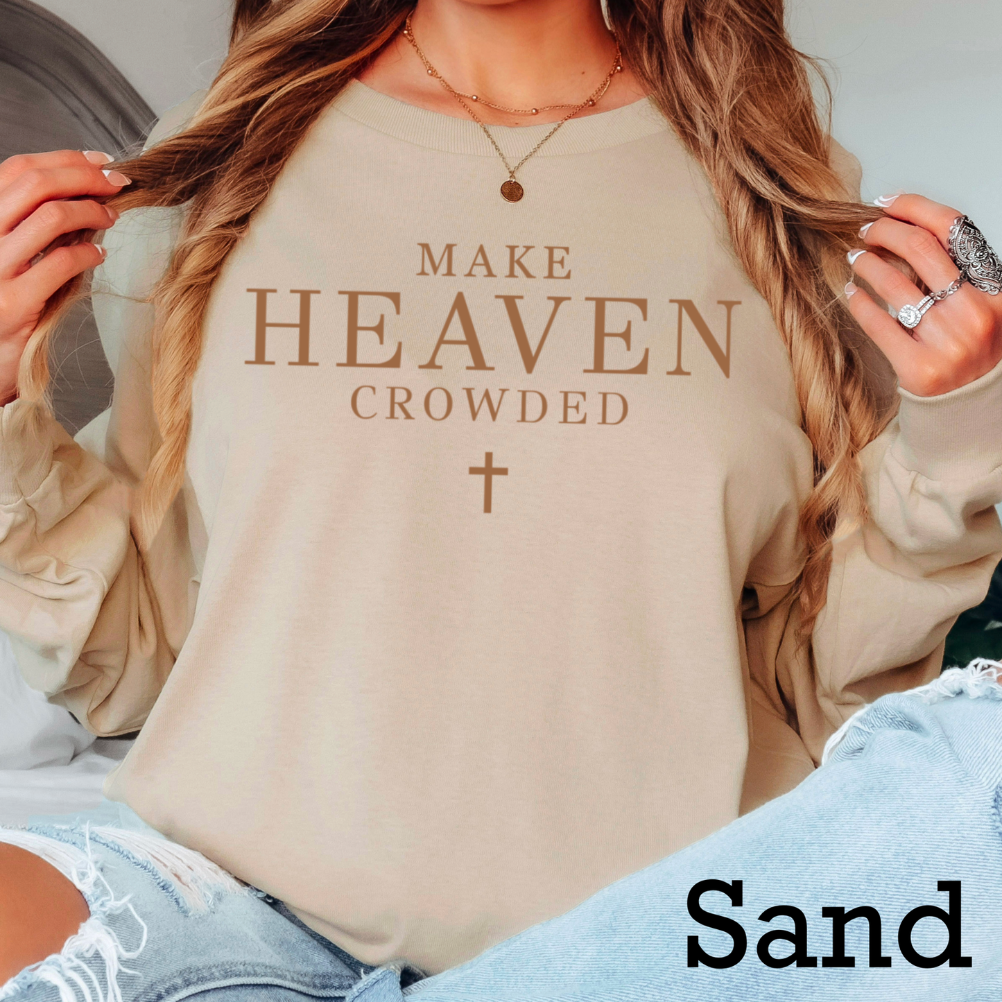 Make Heaven Crowded Christia Long Sleeve Shirt |Gildan