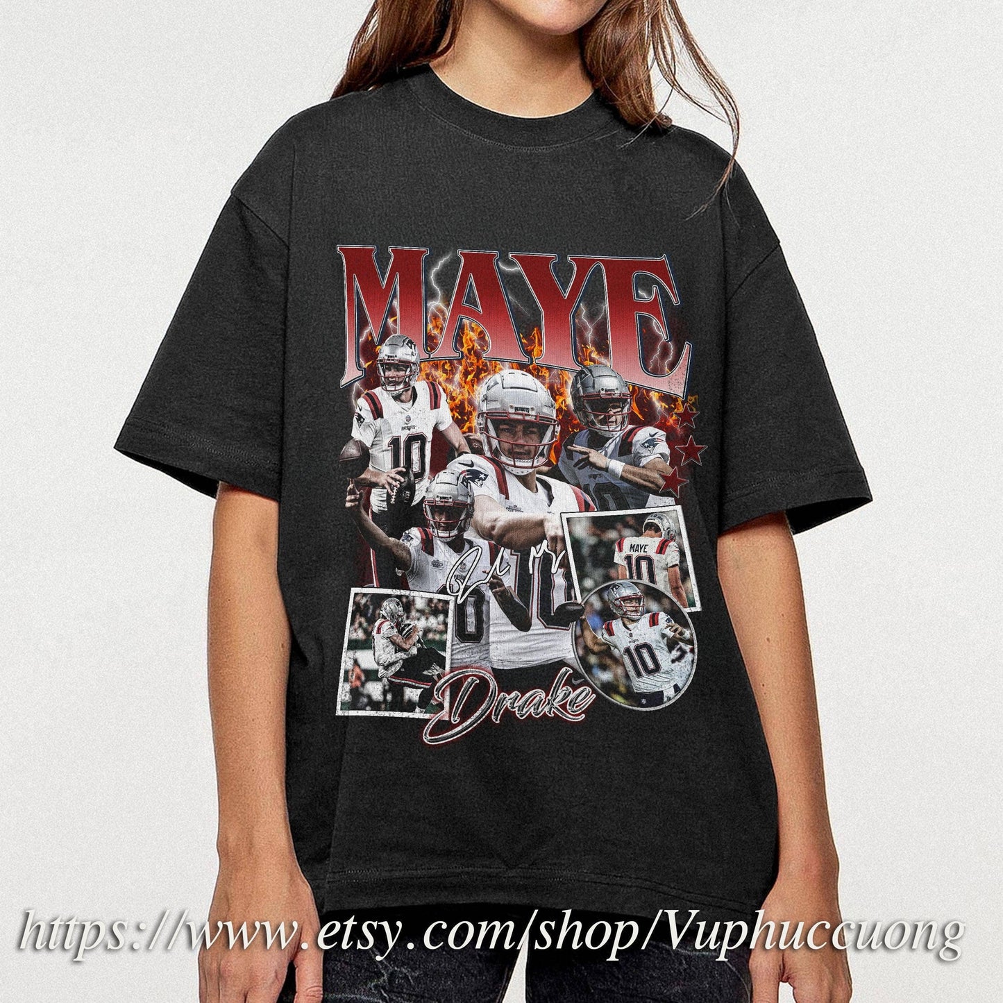 Vintage 90S Drake Maye T-Shirt Retro Sport Tee Football Gift