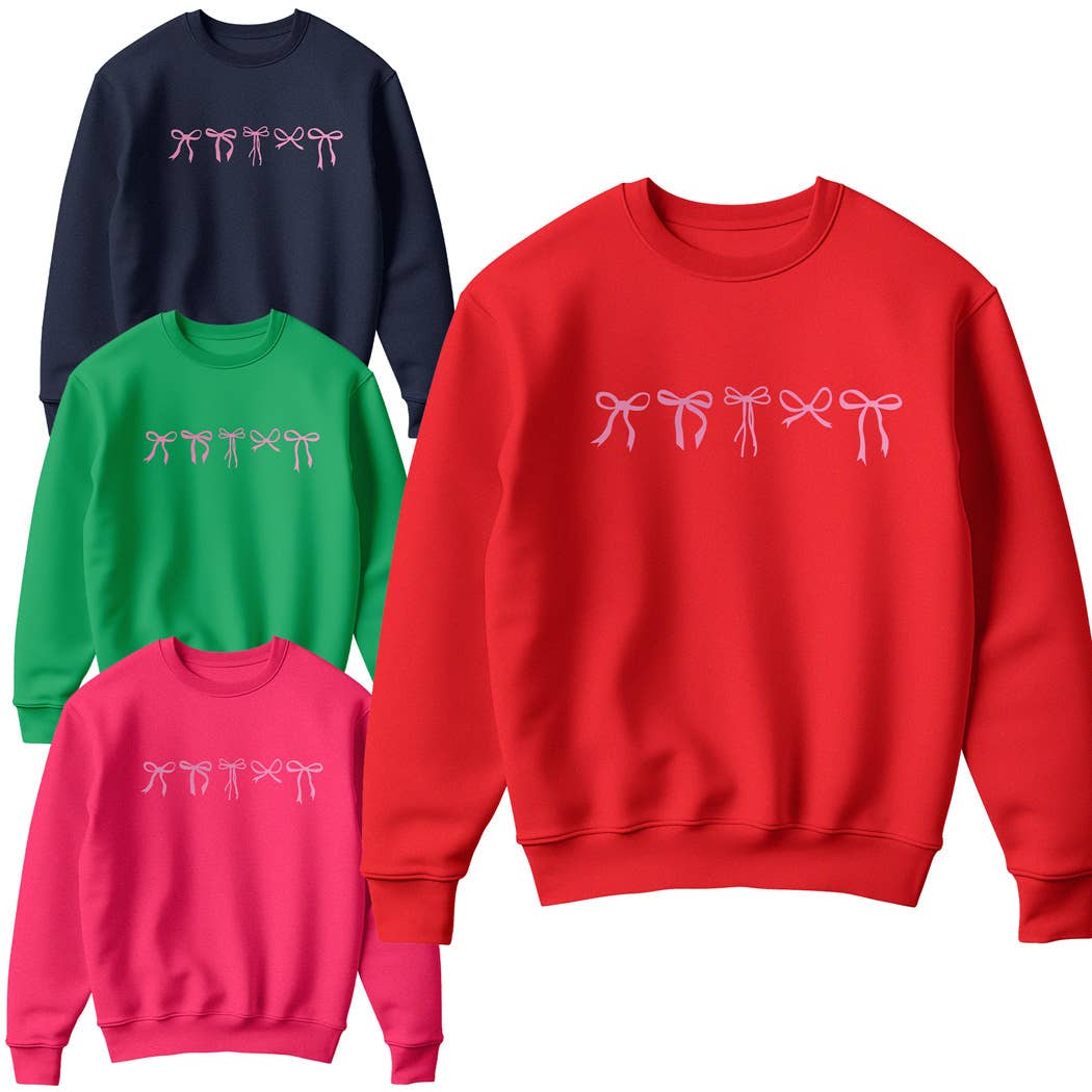 Variety Tiny Ribbon Bow Print Fleece Sweatshirt