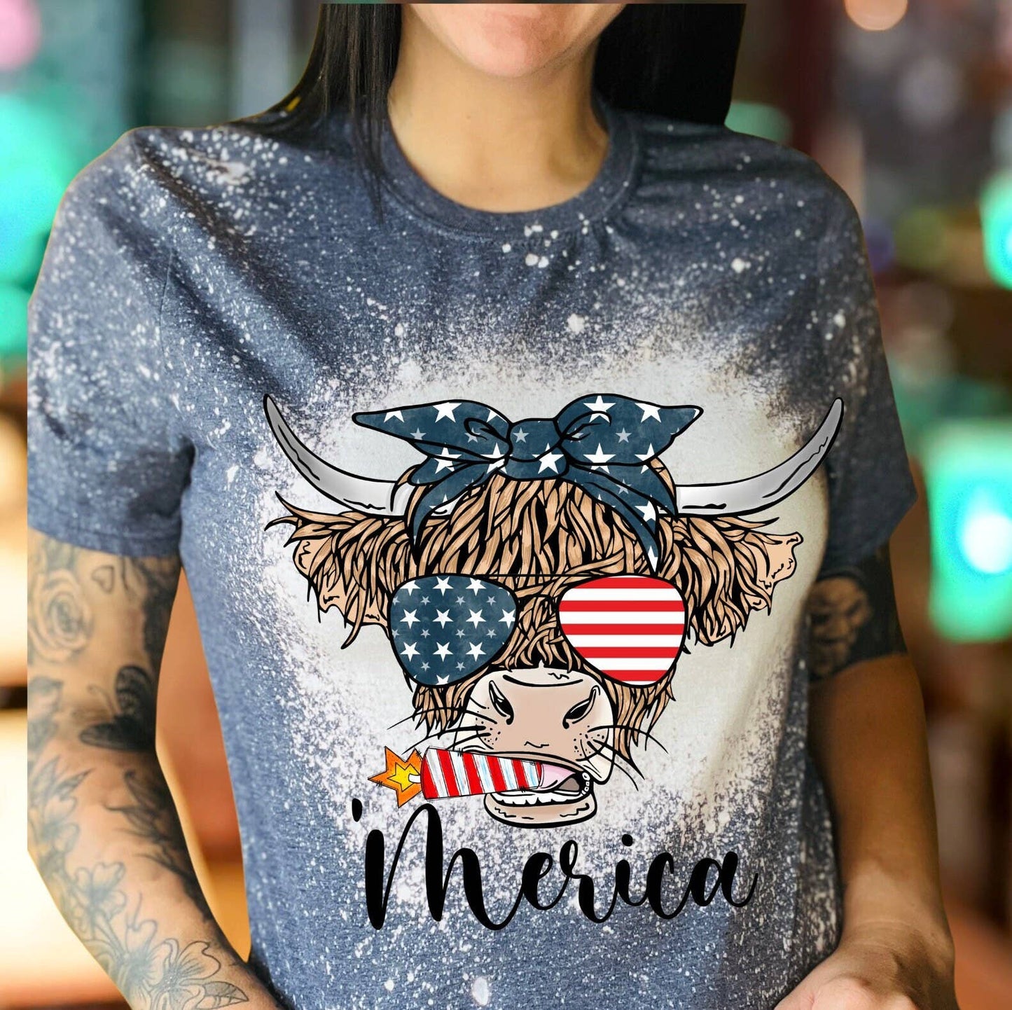 Highland Cow Shirt Funny Cute 4th of July T-Shirt