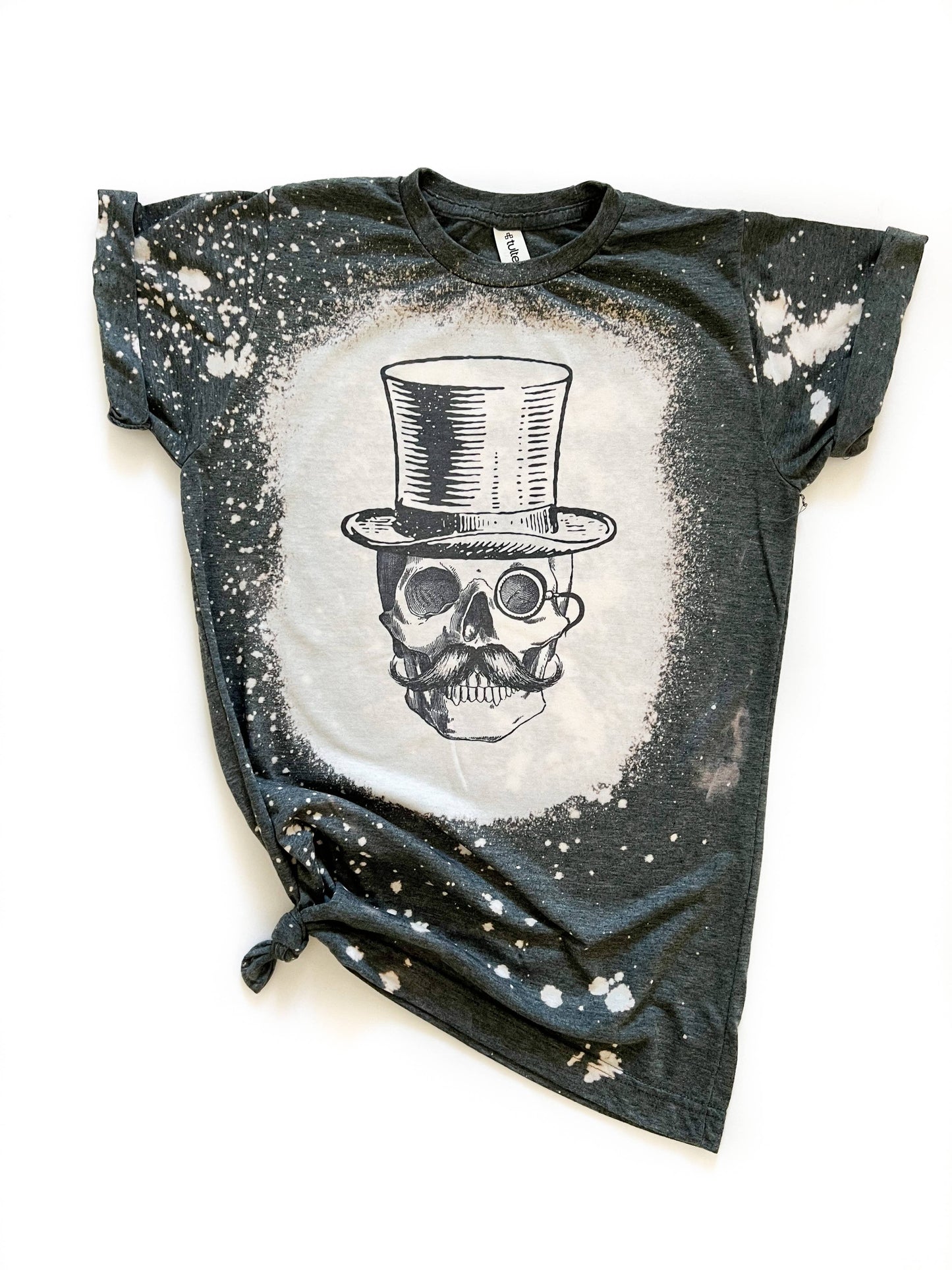 Dapper Skeleton Halloween Bleached Tee