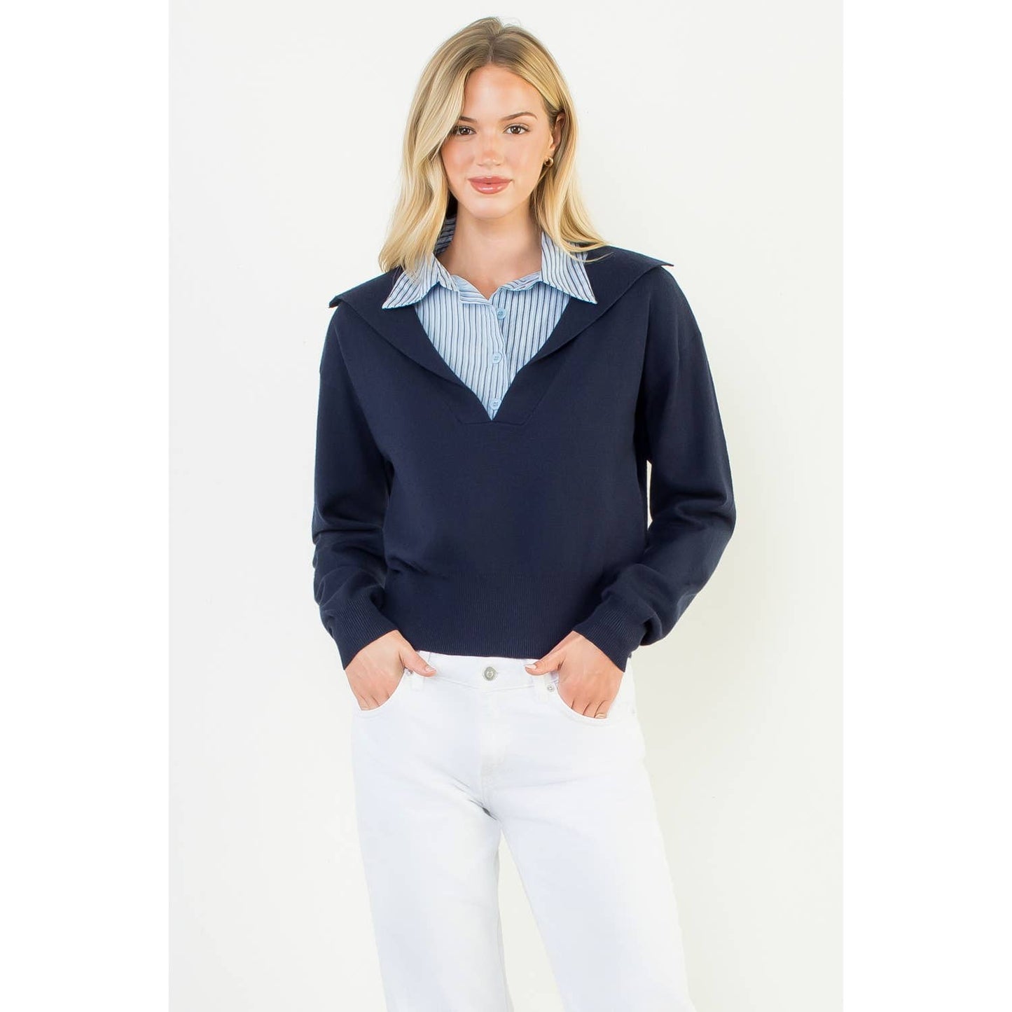 Collared Knit Sweater Top