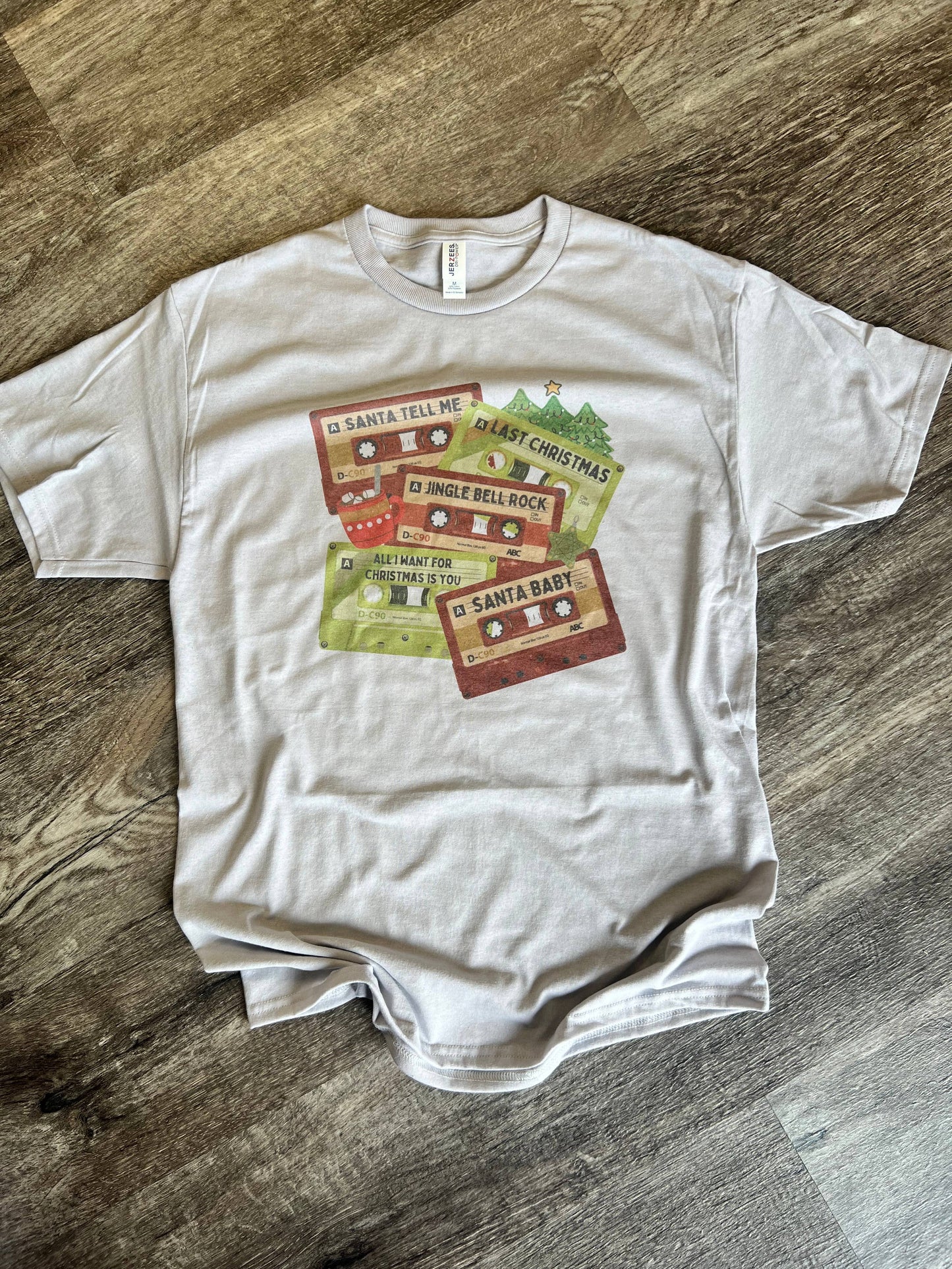 Classic Christmas Songs On Tapes On Silver Tee
