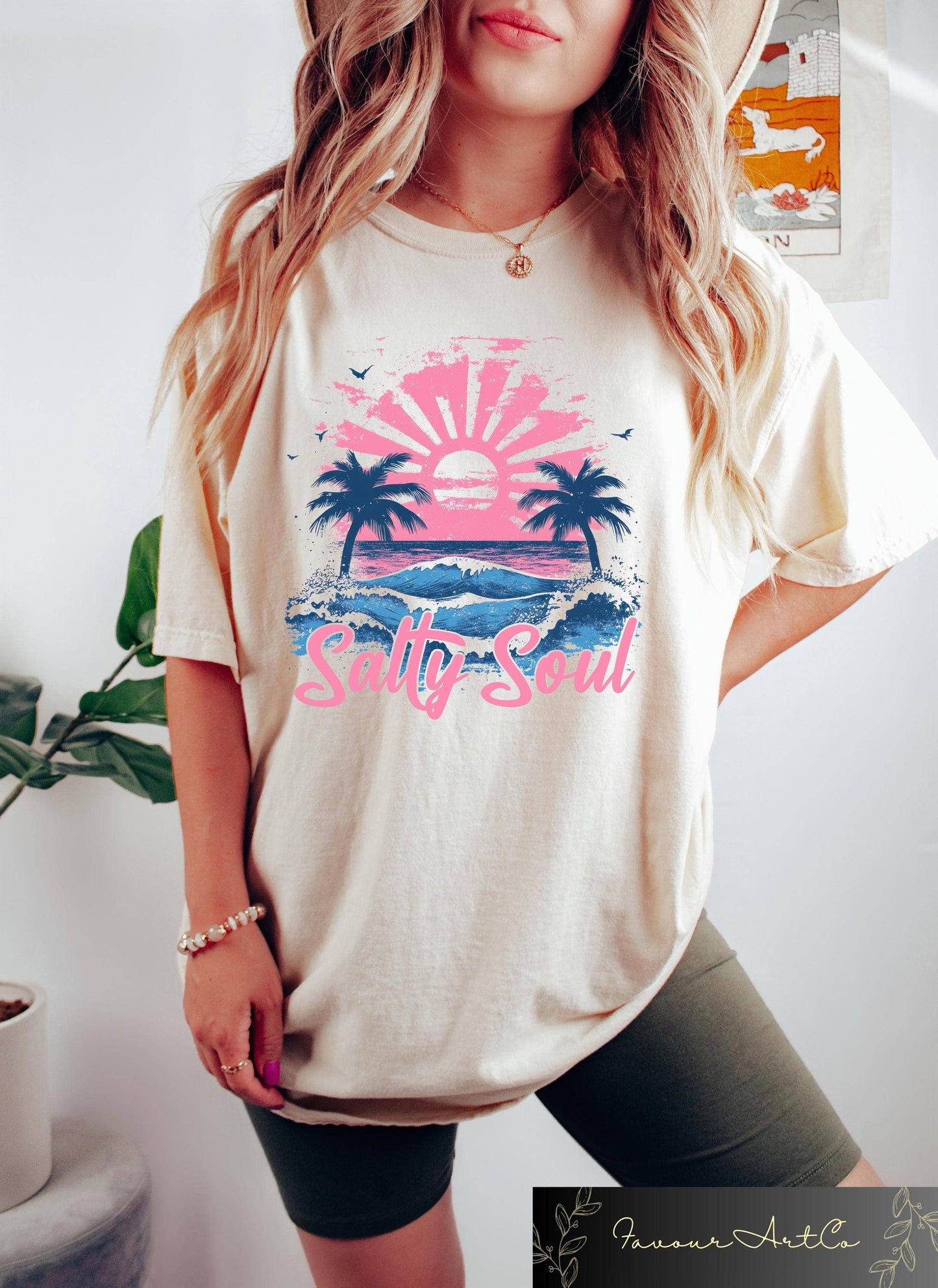Salty Soul Retro Beach Tee Summer Vibes Gift