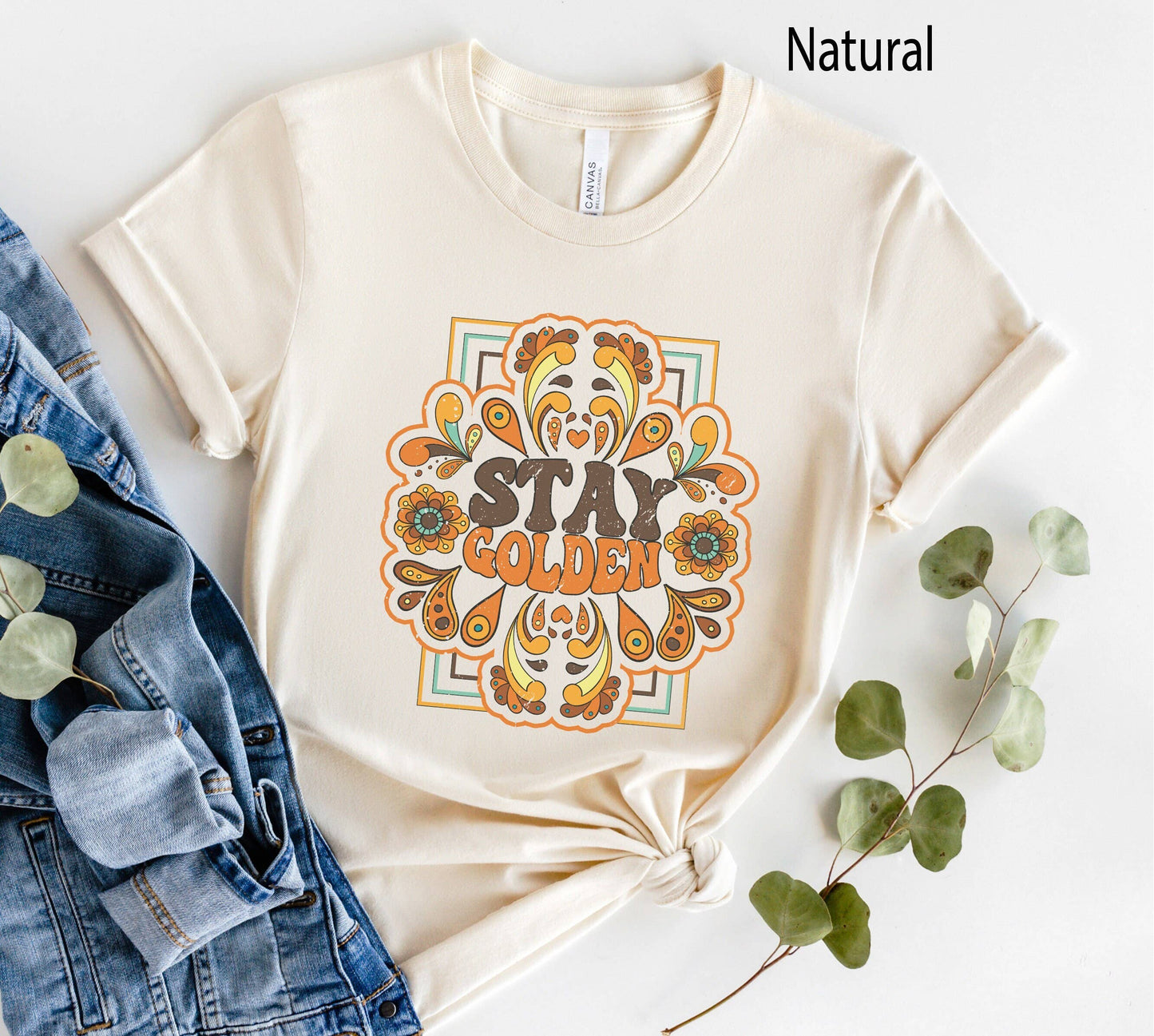 Boho Hippie Shirt Retro Positive Vibes 70S Graphic Tee