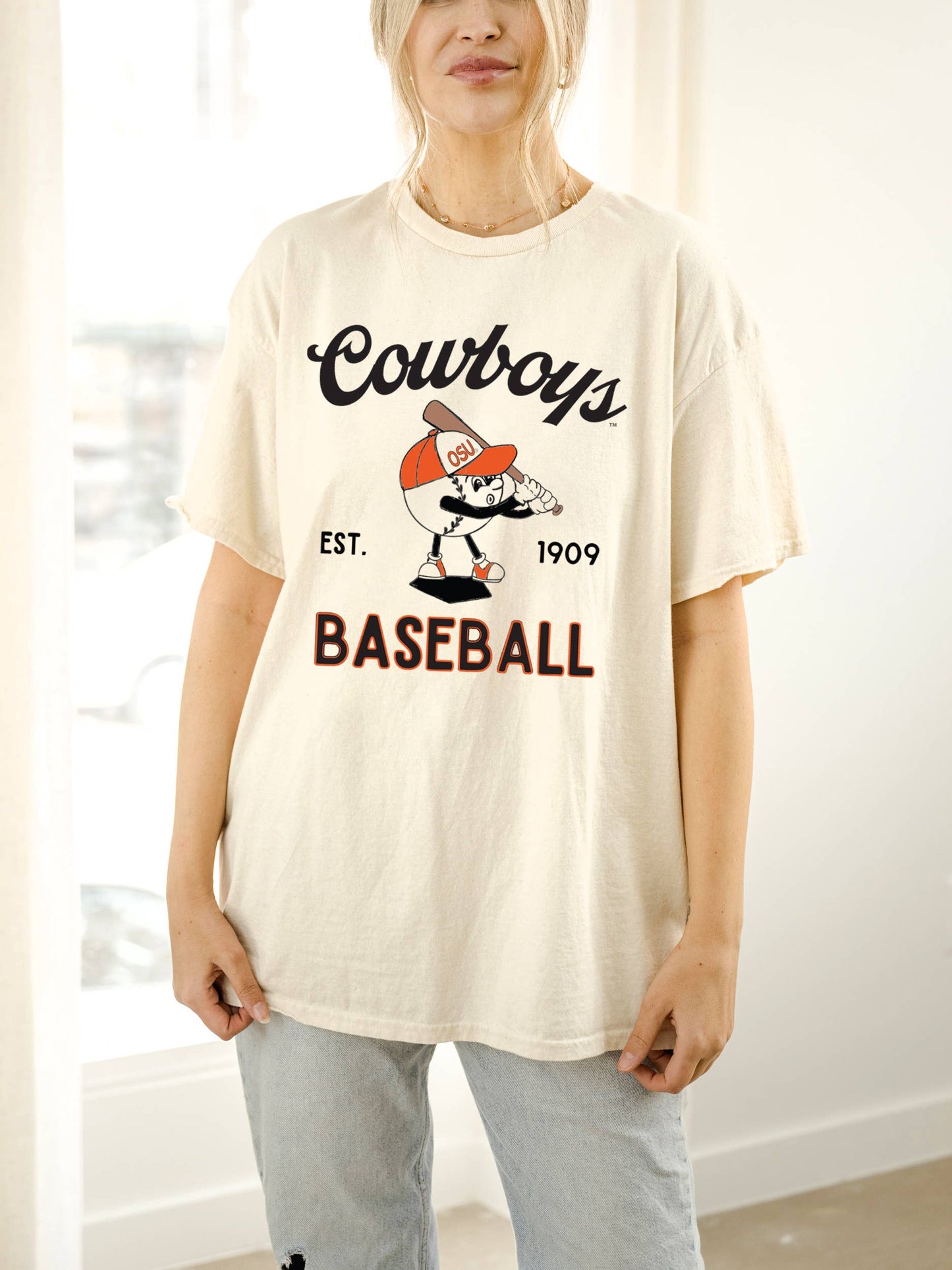Osu Cowboys Amusable Baseball Off White Thrifted Tee