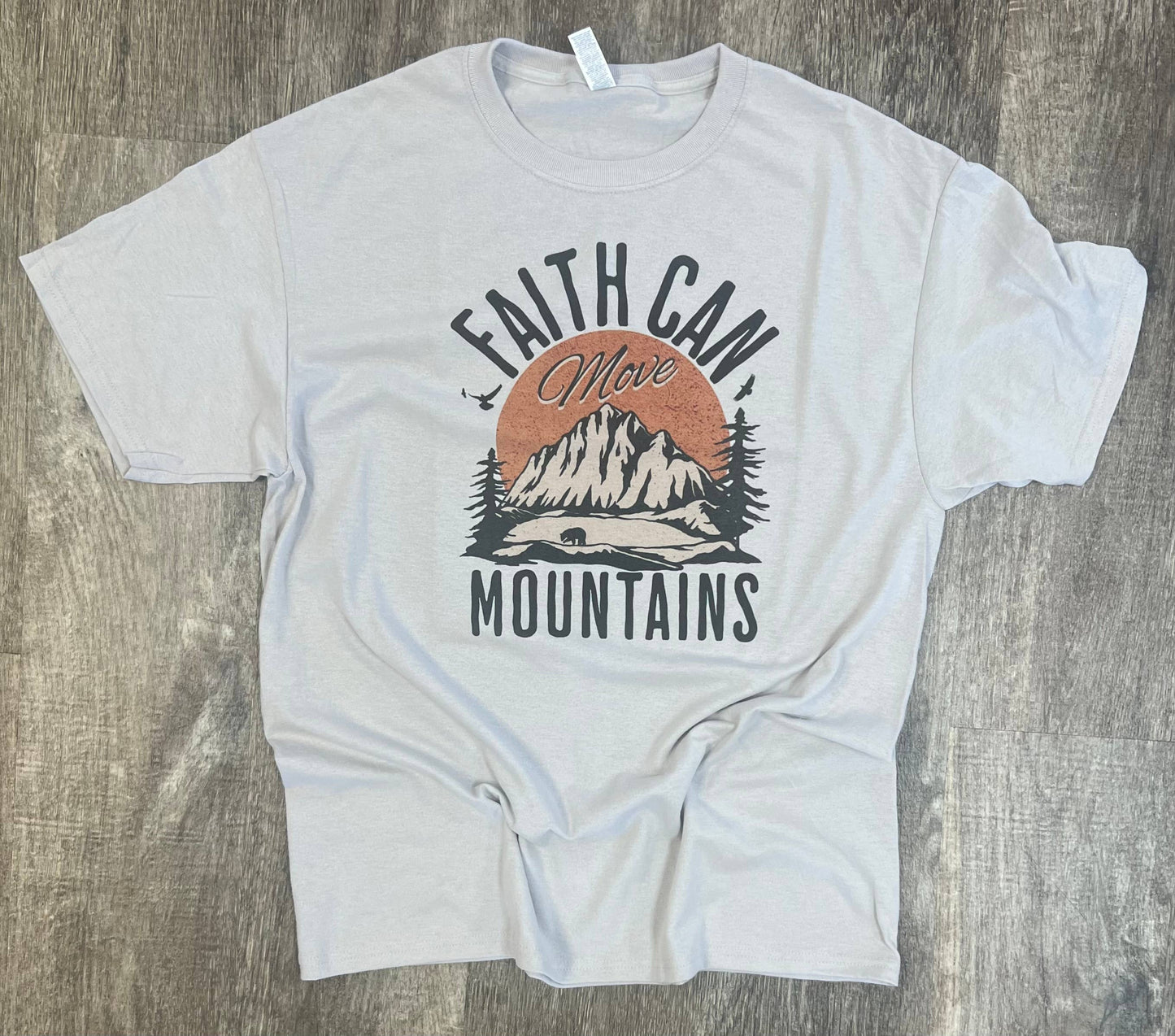 Faith Can Move Mountains On Silver Tee