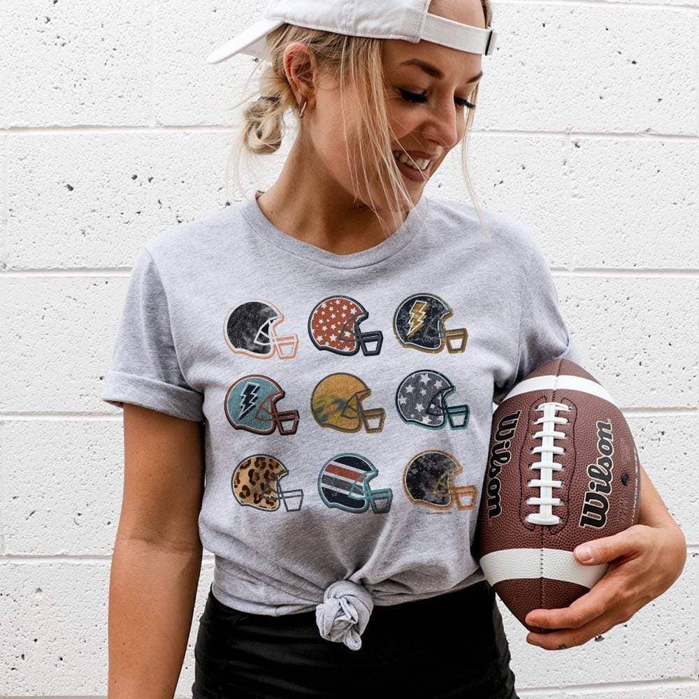 Football Helmet Collection - Gray Tee